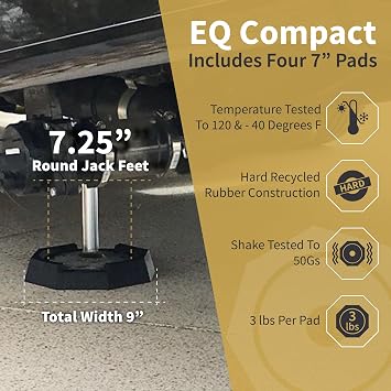 SnapPad EQ Compact | Precise Fit for RV Jack Pads, Travel Trailers and Class B & C Motorhomes | Compatible with Major RV Brands & Leveling Systems | Pack of 4 for 7 Square Or 7.25 Round Jack Feet