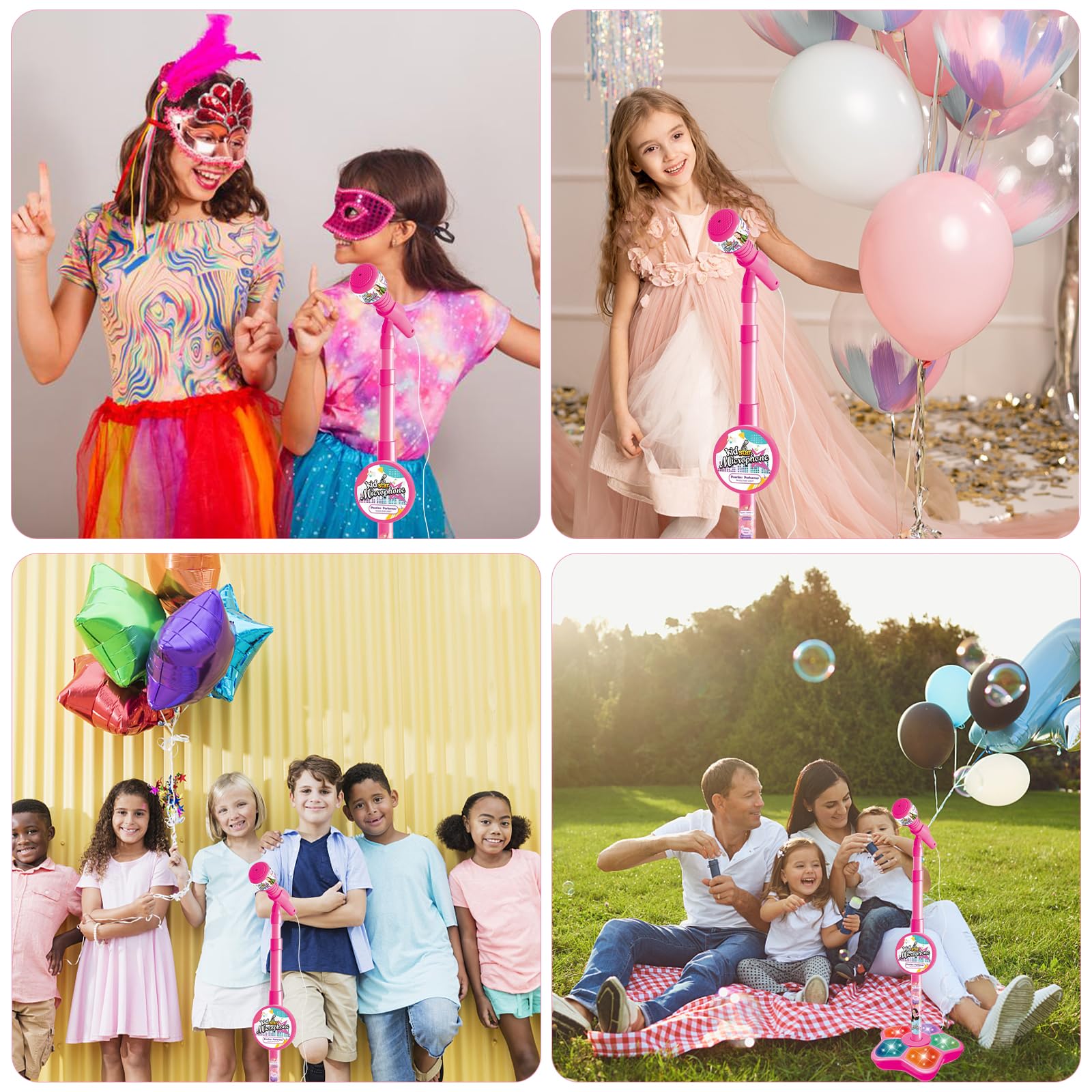 Microfono per bambino PQKL-party karaoke macchina da pavimento, regalo per ragazze