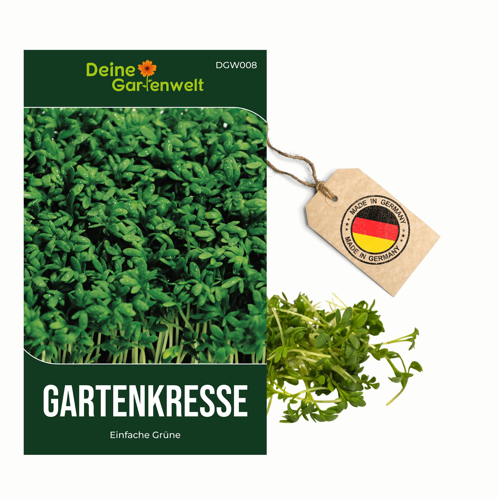 Gartenkresse „Einfache Grüne“ Samen – Kresse Samen - Kressesamen Lepidium sativum – Kräutersamen Saatgut für ca. 1.000 Pflanzen – Deine Gartenwelt