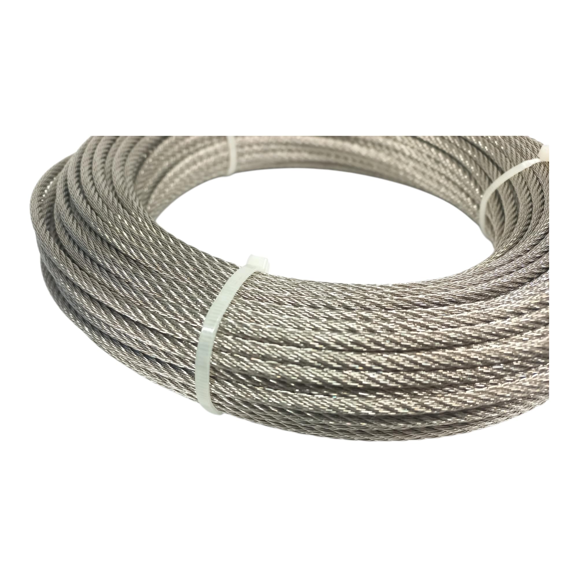 FP INOX Cable de 4 mm, Acero Inoxidable 316 Flexible, 7 x 7, Acero Inoxidable 316, Longitud 10 m, 20 m, 50 m, 70 m, 100 m, Rollo de 250 m (Corona de 40 m)
