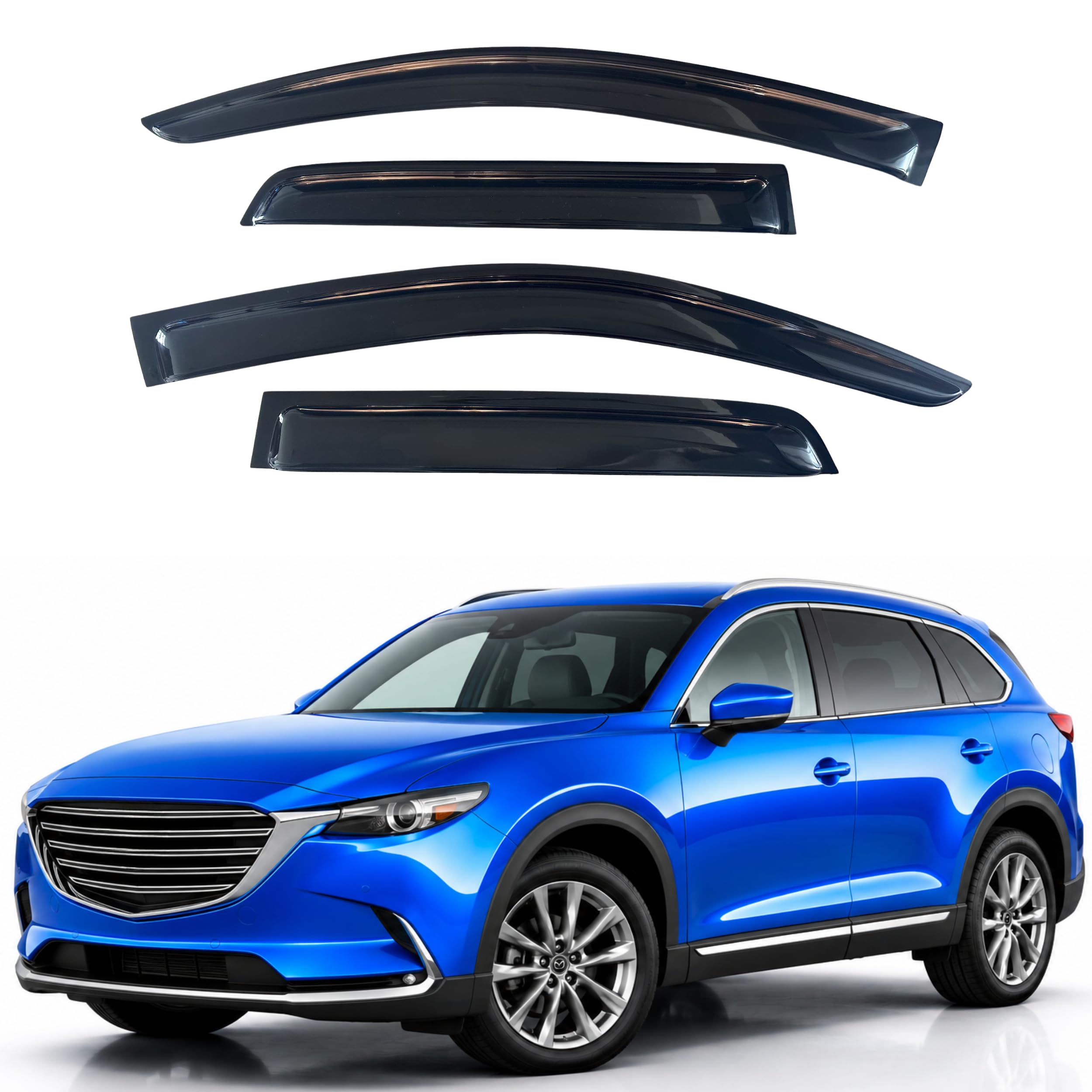 IG Window Visors Fit for 2016-2023 Mazda CX-9, Out-Channel Rain Guards Vent Wind Deflectors 4PC, Car Accessories for 16-23 Mazda CX9