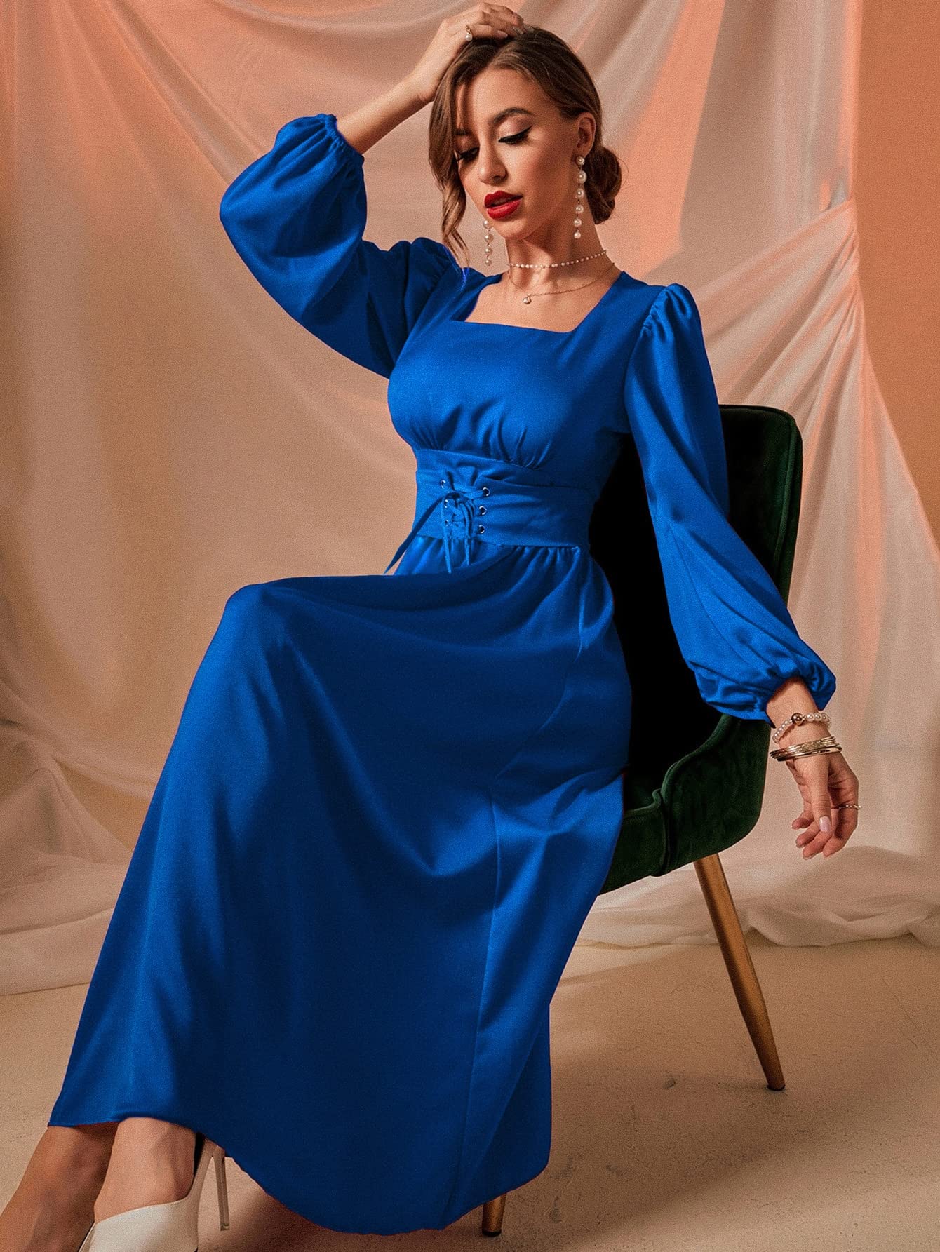 chinese dress ladies Amazon.com: Women's Dresses Square Neck Lantern Sleeve Lace Up Front Dress  Dress for Women (Color : Royal Blue, Size : X-Large) : Clothing, Shoes &  Jewelry