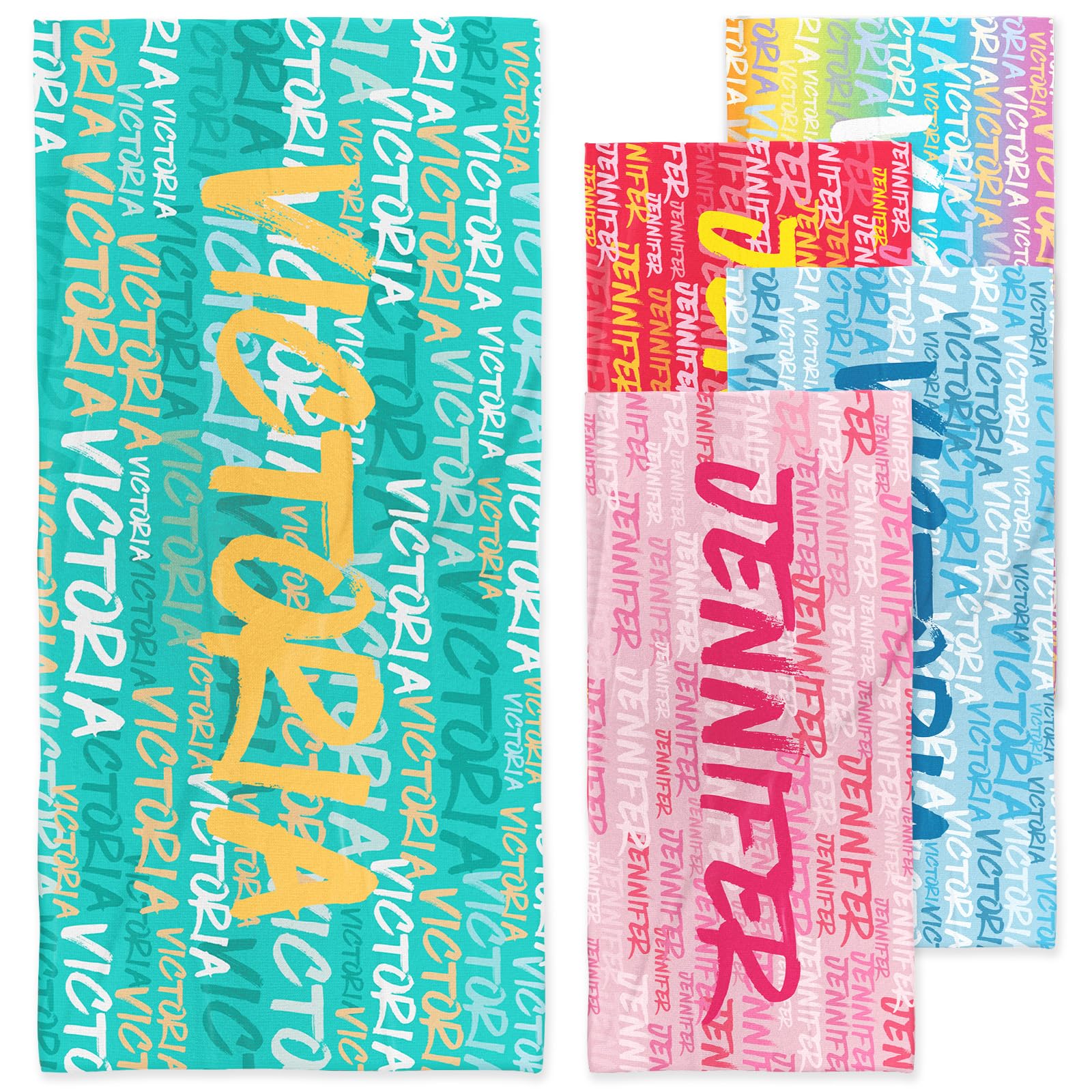 Infiher Personalised Beach Towels for Kids,Custom Monogram Beach Towels with Name,Customised Kids 280gsm-420gsm Thick Soft Absorbent Monogrammed Towels for Swim,Bath,Pool,Vacation,Gifts(24 Colors)
