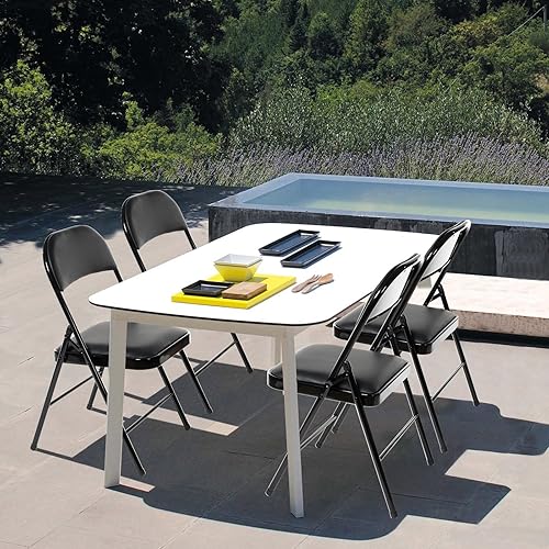 Miniatura 7 de Paquete de 4 sillas plegables con asientos acolchados, silla plegable acolchada con marco de acero para eventos, oficina en casa, silla plegable de