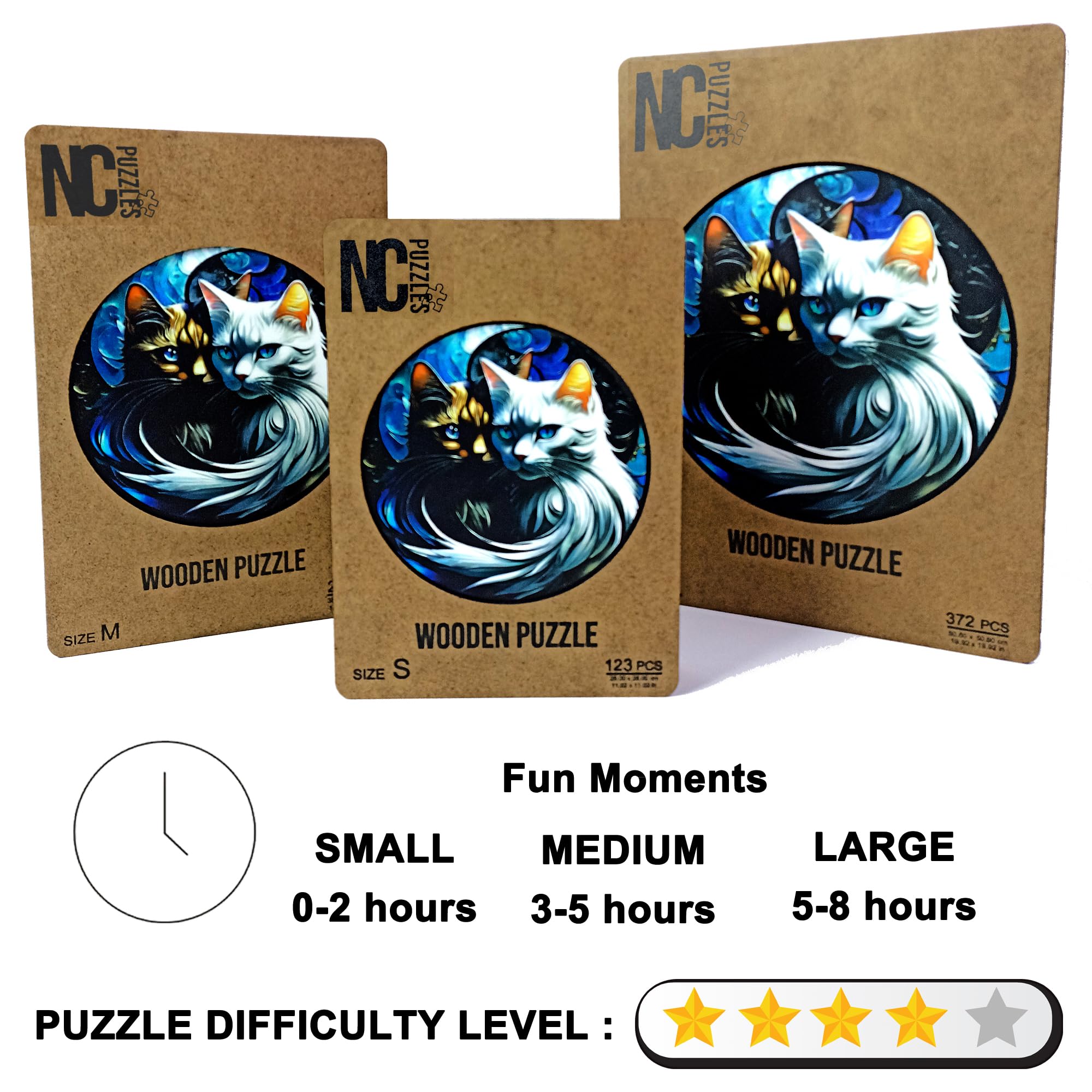 Wooden Puzzles for Adults, Unique Animal Shape YingYang Cats Wooden Jigsaw Puzzles, Extraordinary Gift for Friends and Family, Wood Puzzles Adult, Perfect for Birthday Gift, Wood Cut Puzzles (Medium)