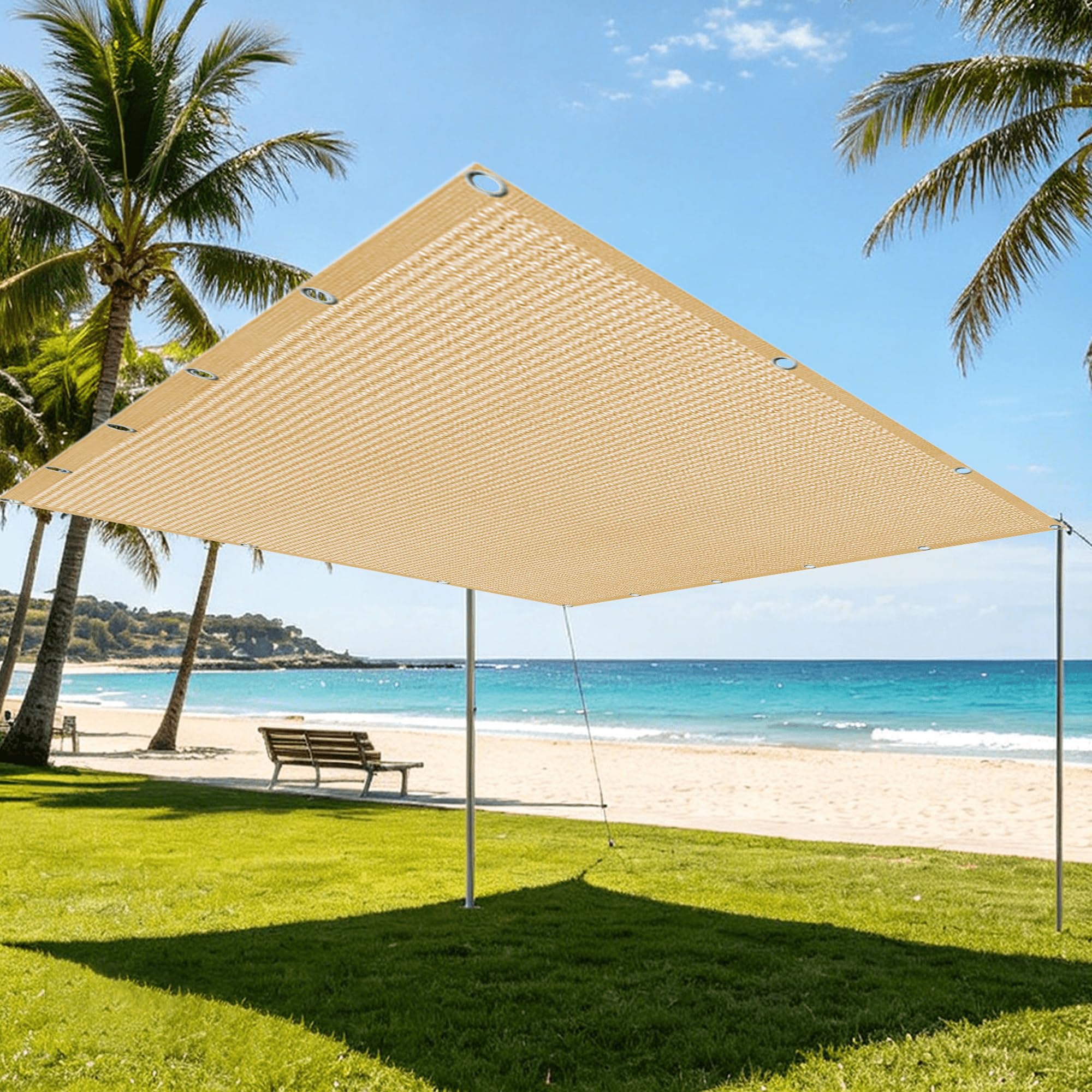 Filet protection solaire 170x320 cm jaune sable anti-UV pour terrasse et plantes