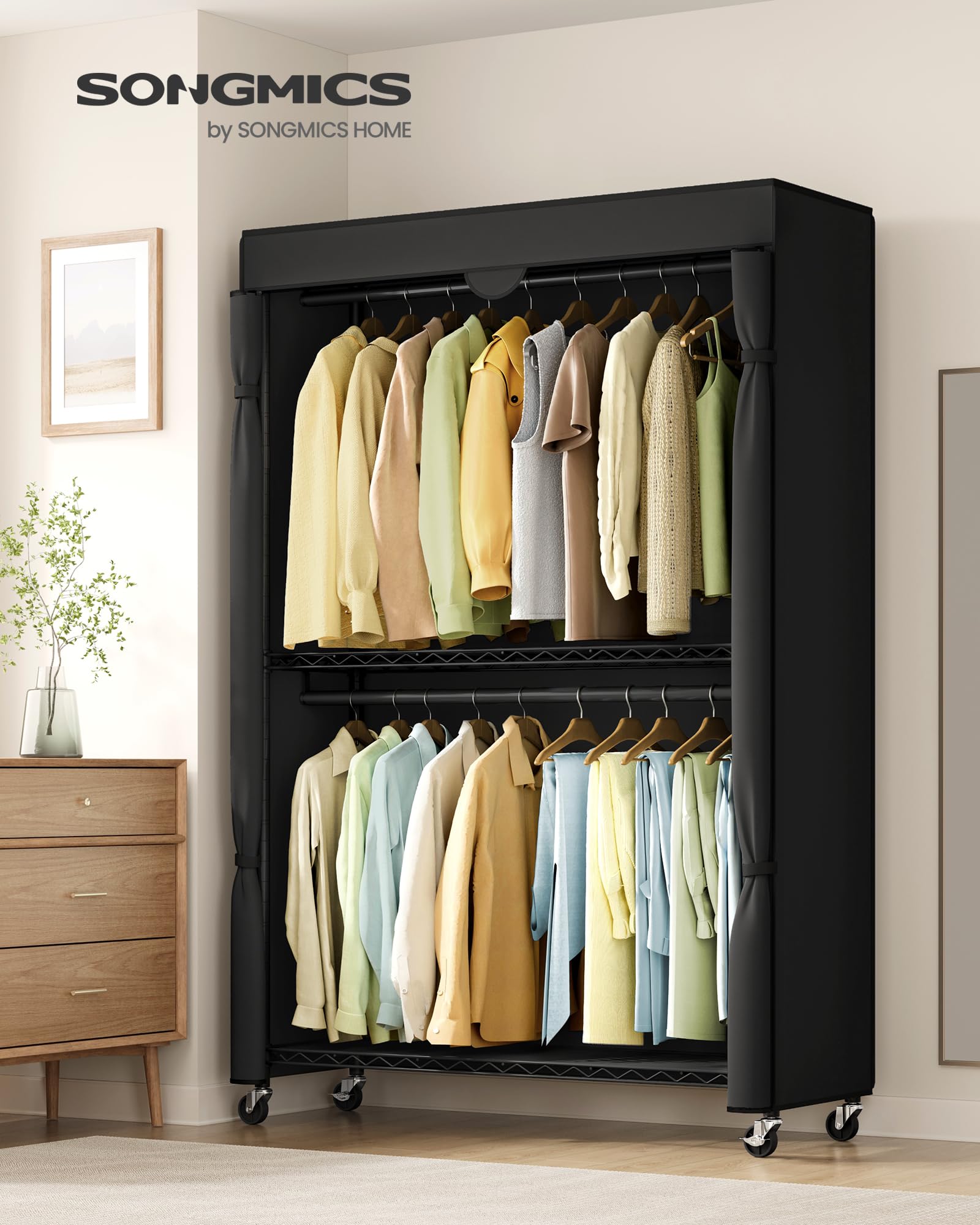 Amazon.co.jp: SONGMICS ハンガーラック 洋服かけスチールラック 2段式