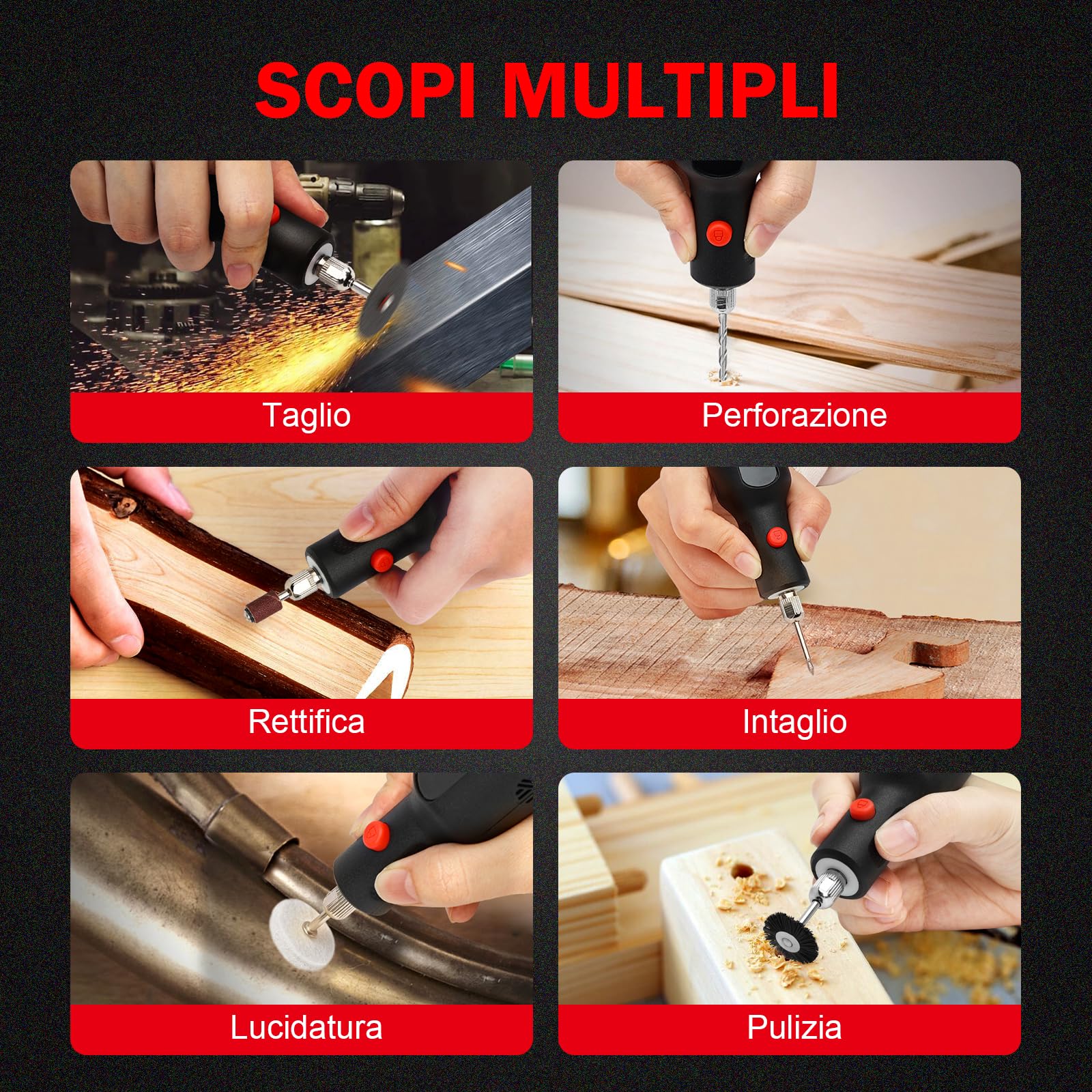 Mini Cordless Rotary Tool 4V, 5-Speed Rotary Tool With LED Light