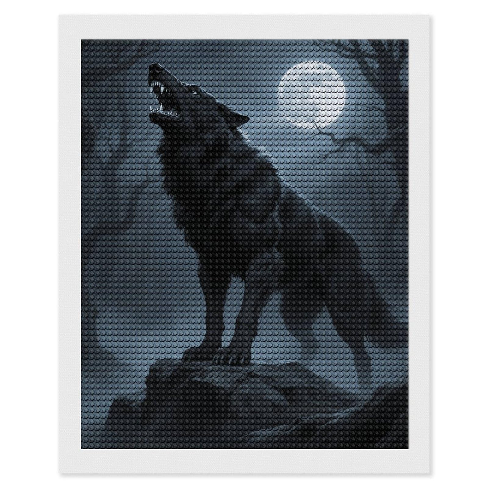 FodPand Ferocious Howling Wolf 5D Diamond Painting Kits for Adults Beginners Full Drill Round Diamond Dots Pictures Gem Art Supplies for Home Wall Room Decoration DIY Craft Set Gift 16x20