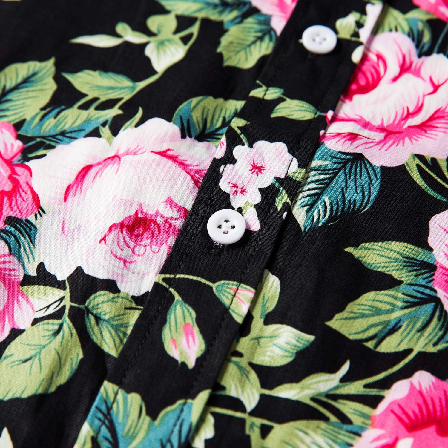 TUNEVUSE Mens Long Sleeve Floral Dress Shirt Flowered Pattern Print Button Down Shirts Cotton - Image 5