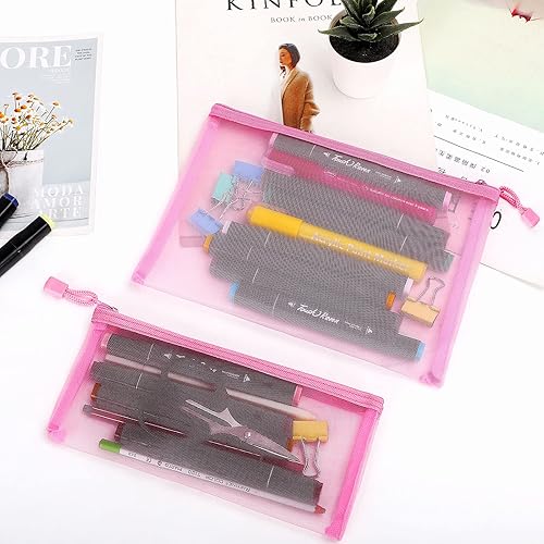 Miniatura 4 de Sinzip 12 bolsas de malla de nailon con cremallera, bolsas de malla para cosméticos, bolsas de maquillaje, estuche de lápices, bolsas de viaje