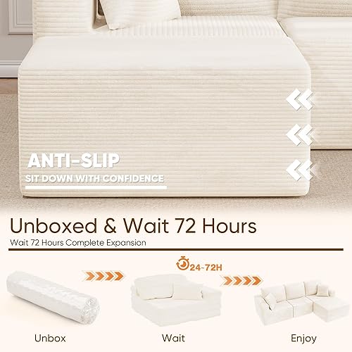 Miniatura 8 de Sofá modular de 102 pulgadas, sofá modular de 4 asientos con asiento profundo, cómoda espuma viscoelástica, sofás tapizados sin hueso para sala de