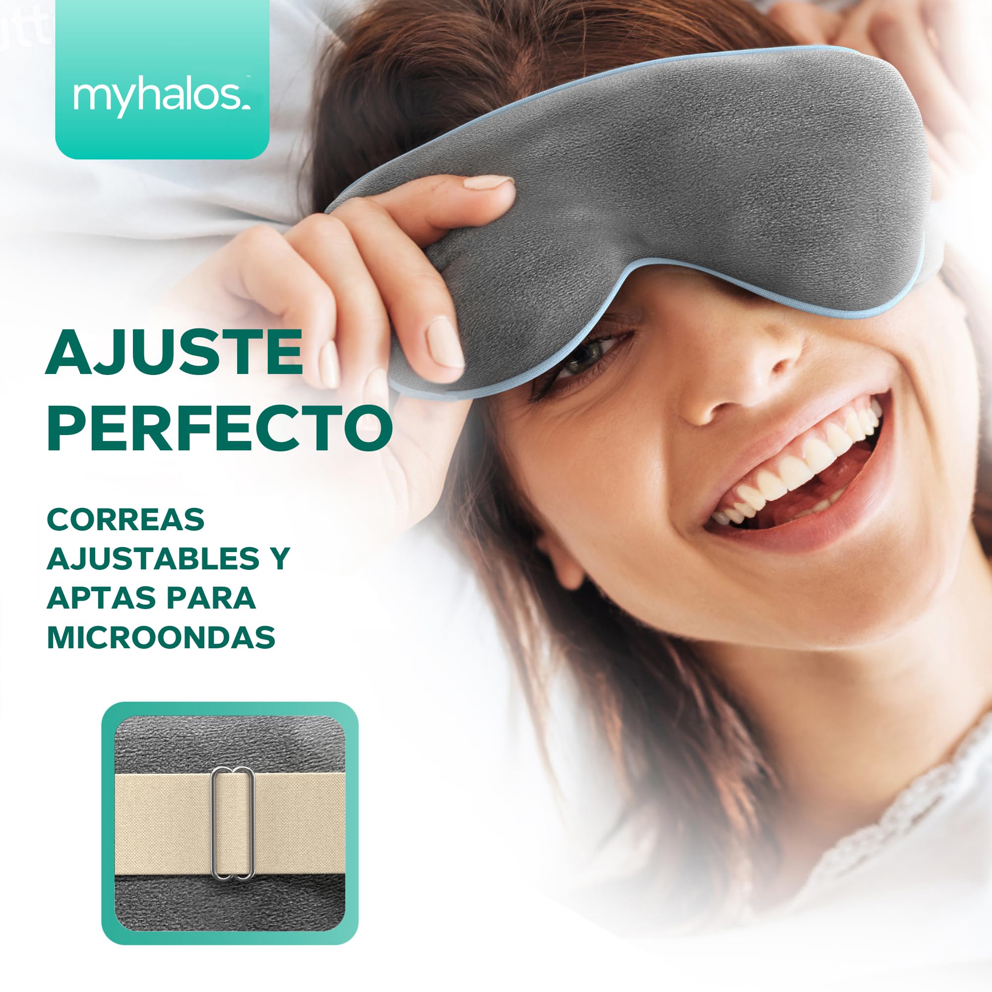 MyHalos® Antifaz Ojos Secos – Compresa Cálida para Ojos para Microondas – Antifaz Blefaritis y Orzuelos – Antifaz Calor Ojos Incluye Correa Ajustable y Funda — view 5