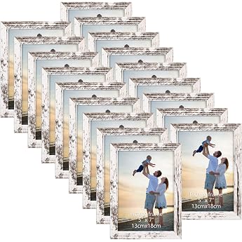 EYMPEU Picture Frame 13 x 18 cm Set of 18 MDF Picture Frames for Wall and Table Suitable for Use in Offices and Homes Vintage White