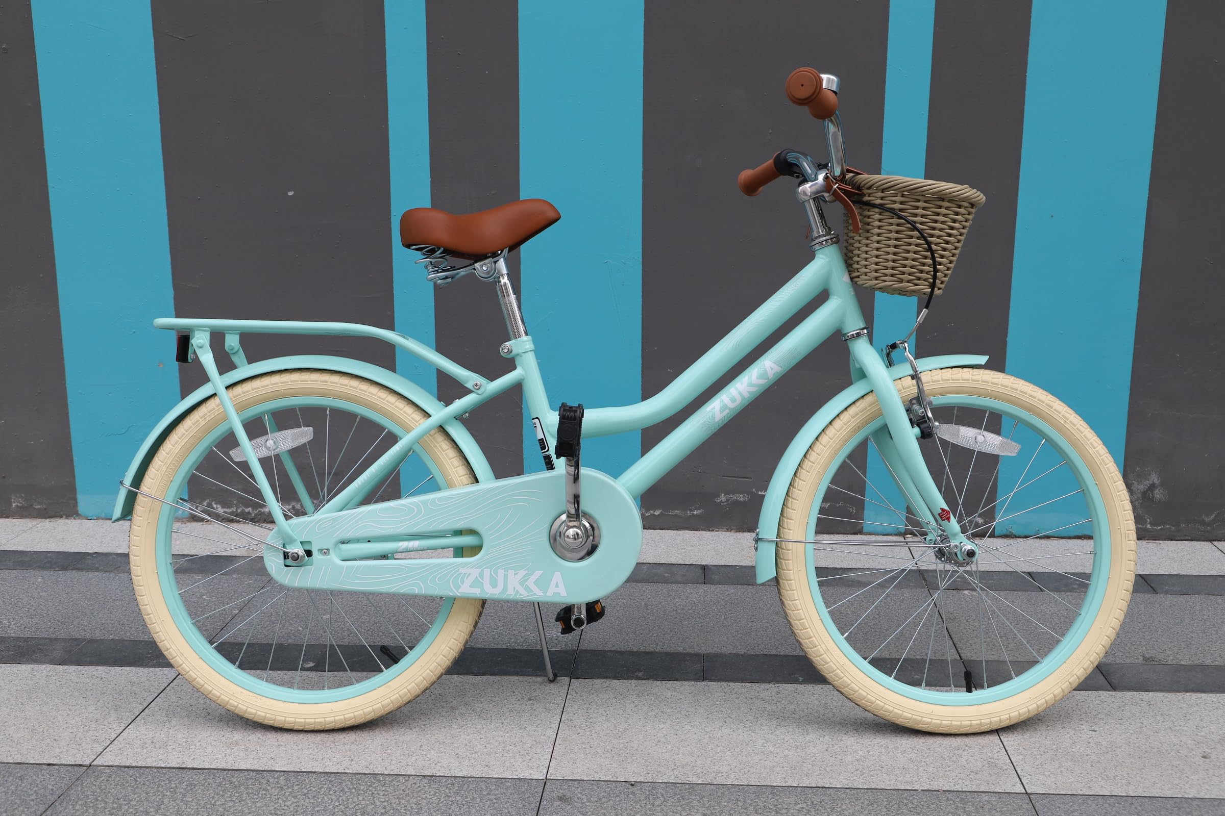 WEEROCK Girls Bike 20/24 Inch Kid Bicycle for 7 + Years Old, 20" 24" Bikes with Front Basket and Rear Rack, V and Coaster Brake for Children, Student Multiple Colors