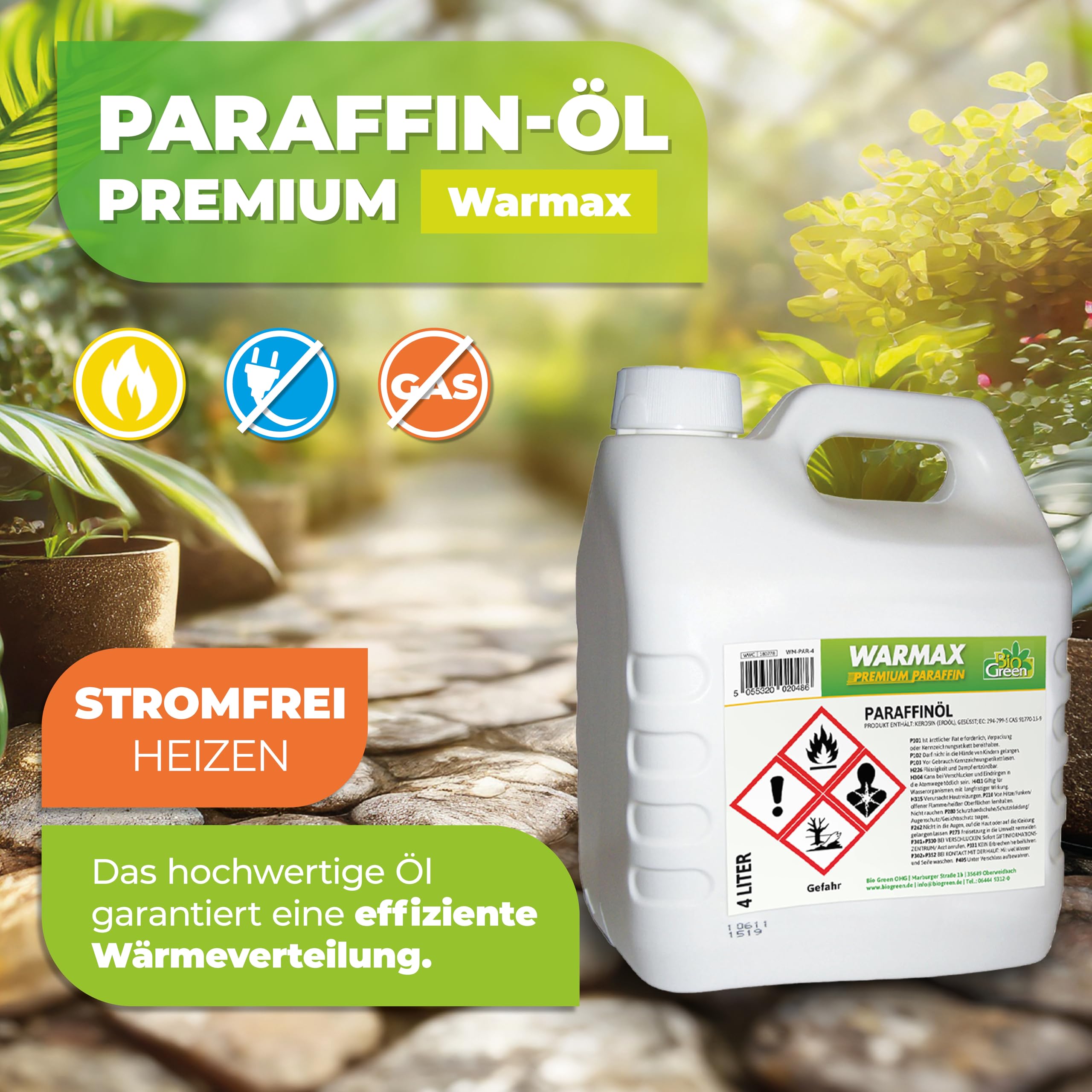 Bio Green Olio di paraffina Warmax per riscaldamento a serra, tanica, 4 litri