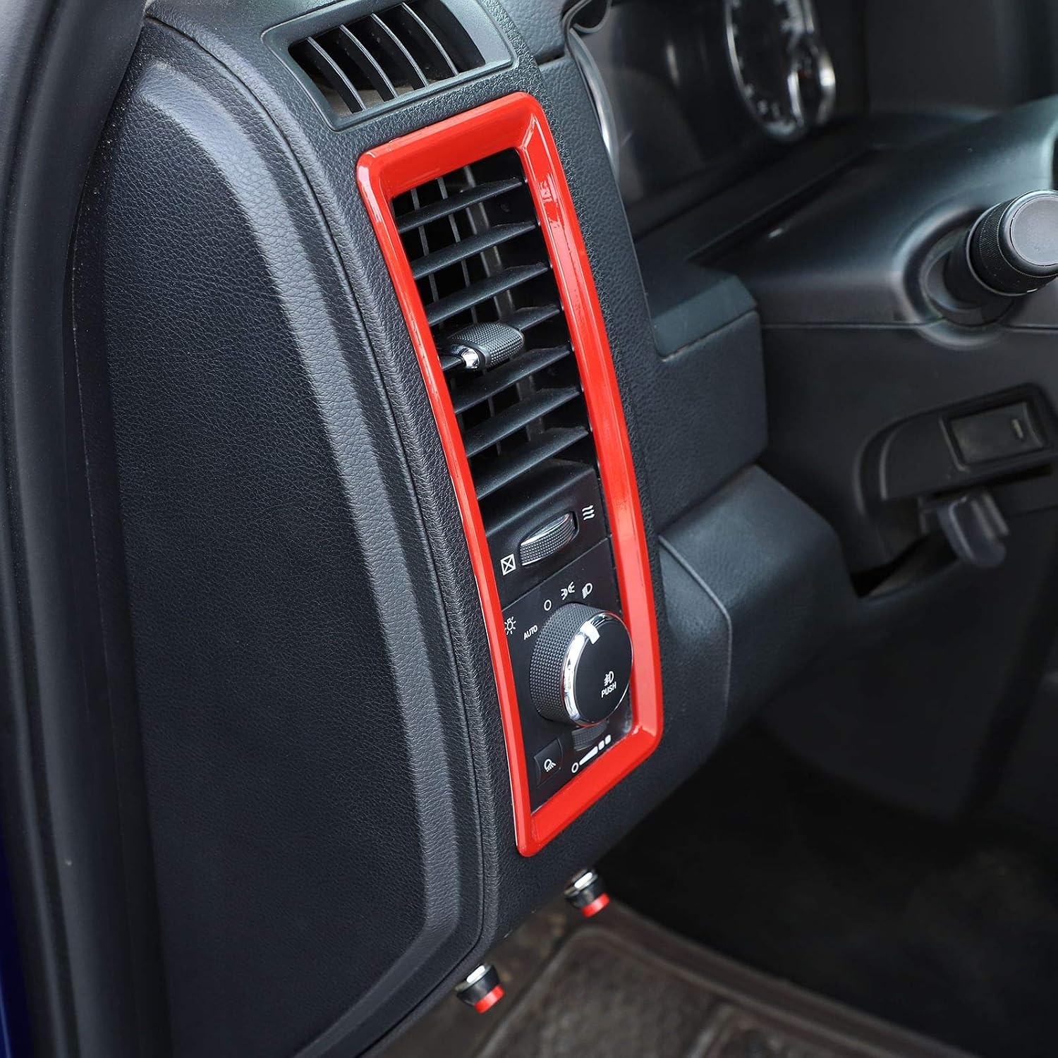 Voodonala for 2010-2017 Dodge RAM Center Console Air Conditioner Outlet Vent Trim, Red 2pcs