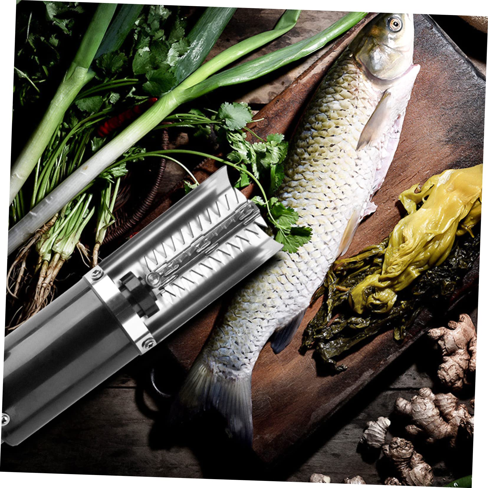 Zerodeko Máquina Raspadora de Escamas de Pescado Eléctrica para Uso Doméstico y Comercial, Acero Resistente, Fácil de Limpiar Protección para Manos, Compatible Corriente y 220v