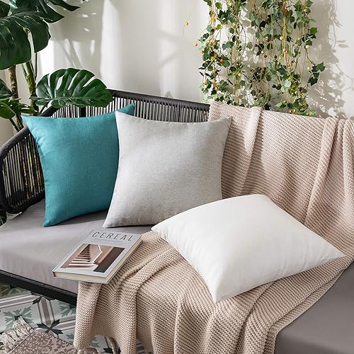 Miniatura 4 de MIULEE Paquete de 2 fundas de almohada decorativas para exteriores, sólidas, impermeables, de lino sintético, para jardín, granja, costero, para