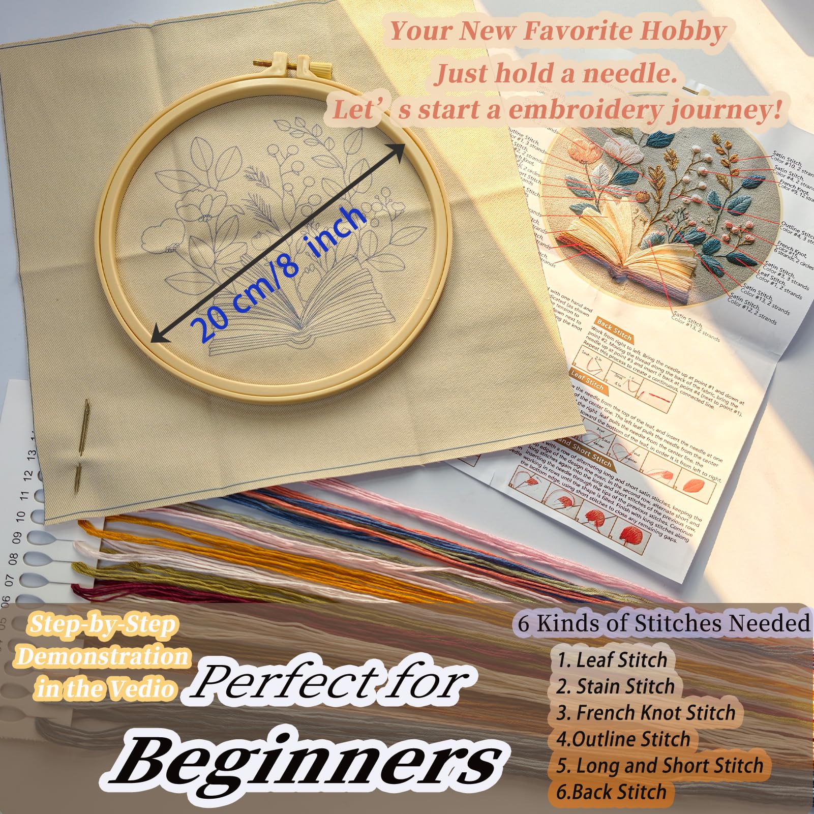 Beginner Embroidery Kit - Flower Cross Stitch Kit -5 Beginner Embroidery Kit - Flower Cross Stitch Kit -5