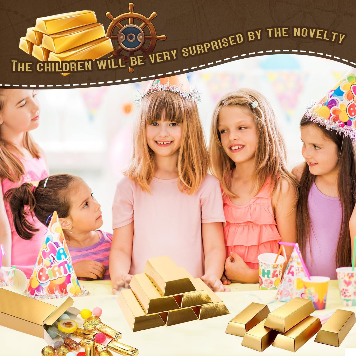24 Cajas De Regalo Con Forma De Lingote De Oro - Para Fiestas Temáticas, Cumpleaños Pirata, Candy Bar O Decoración