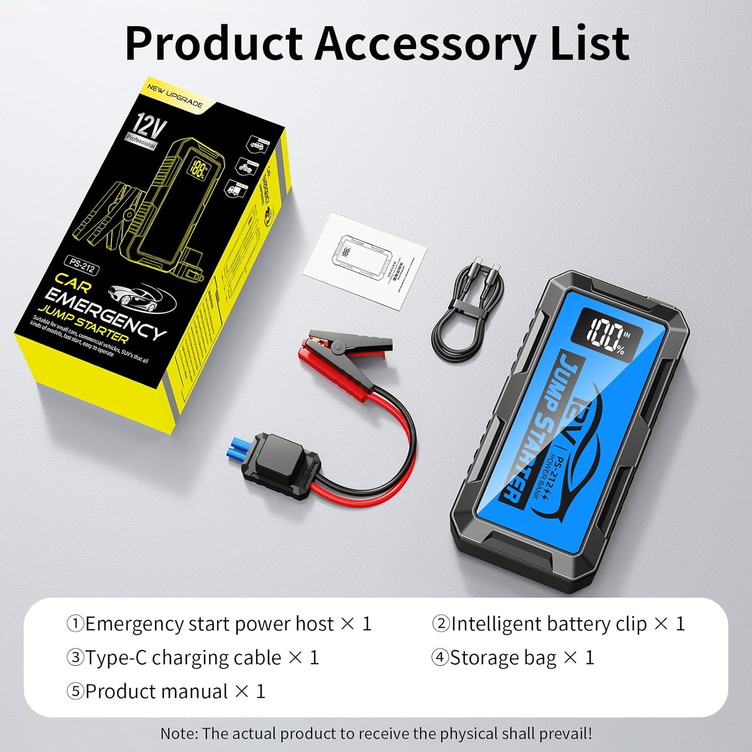 8000A Car Jump Starter, 12V Jump Starter Battery Pack (All Gas,up to 10.0L Diesel Engine) Jumper Cables Portable Lithium Jump Box, USB Output and LED Light - Image 7