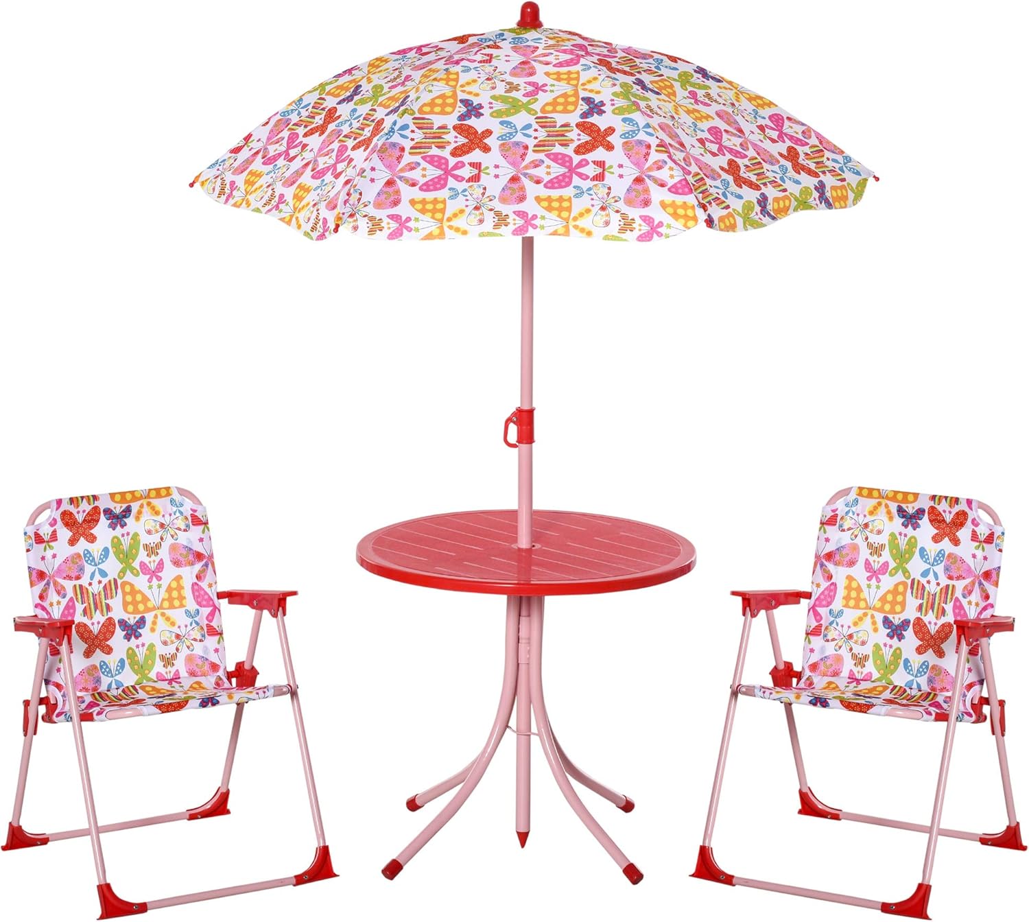 Outsunny Kids Outdoor Bistro Table and Chair Set Butterfly Pattern ...
