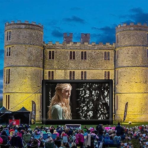 Miniatura 9 de Fitnessandfun Pantalla de cine inflable de 25 pies para exteriores, soplador de cine al aire libre, pantalla de proyección portátil frontal y