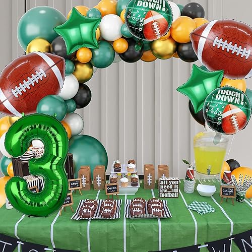 Miniatura 5 de 7 globos de fútbol, globos de papel de aluminio de tercer cumpleaños de fútbol, suministros de fiesta de fútbol americano de tercer cumpleaños (3rd)