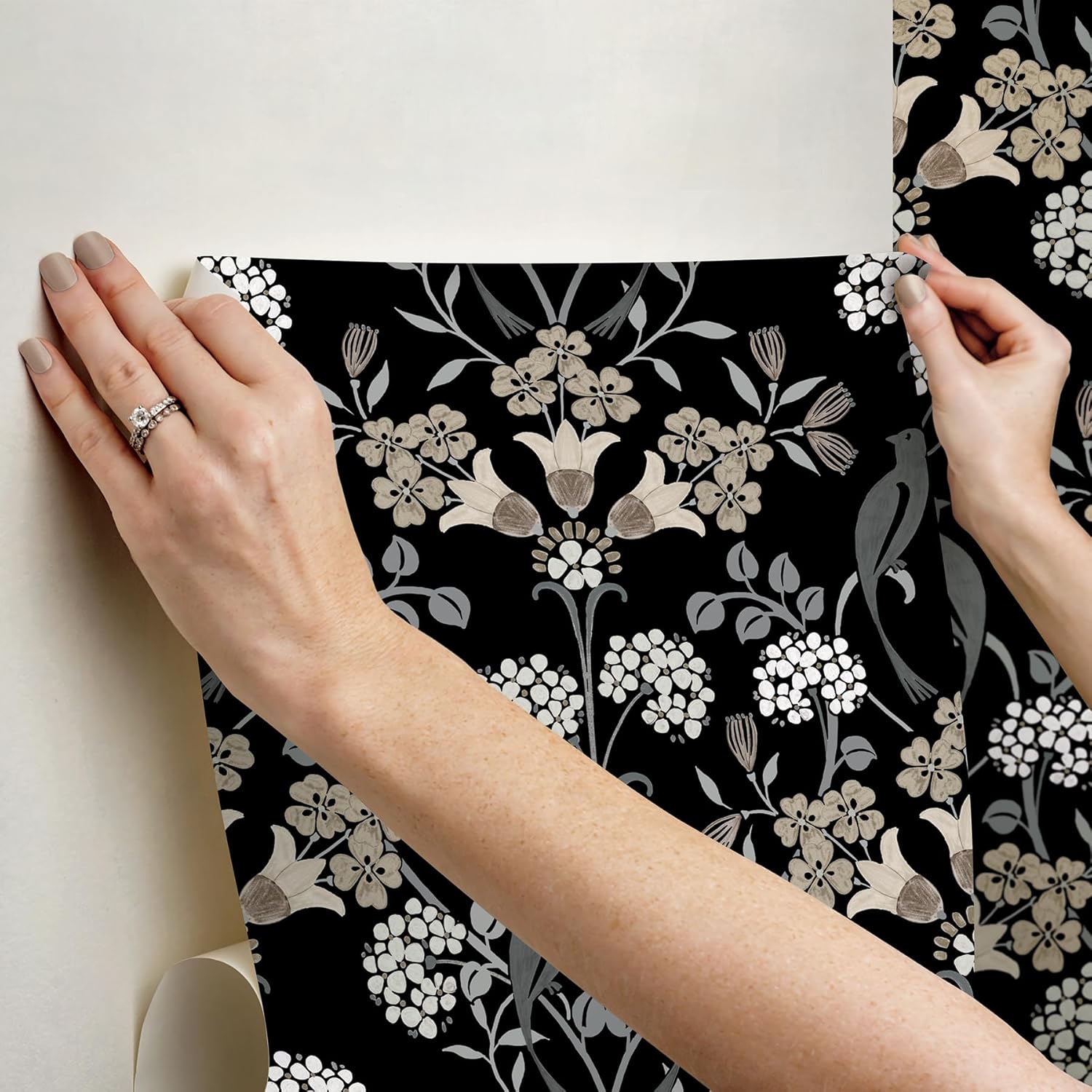 NuWallpaper Black and Neutral Meadow Song Peel and Stick Wallpaper, NUS6095