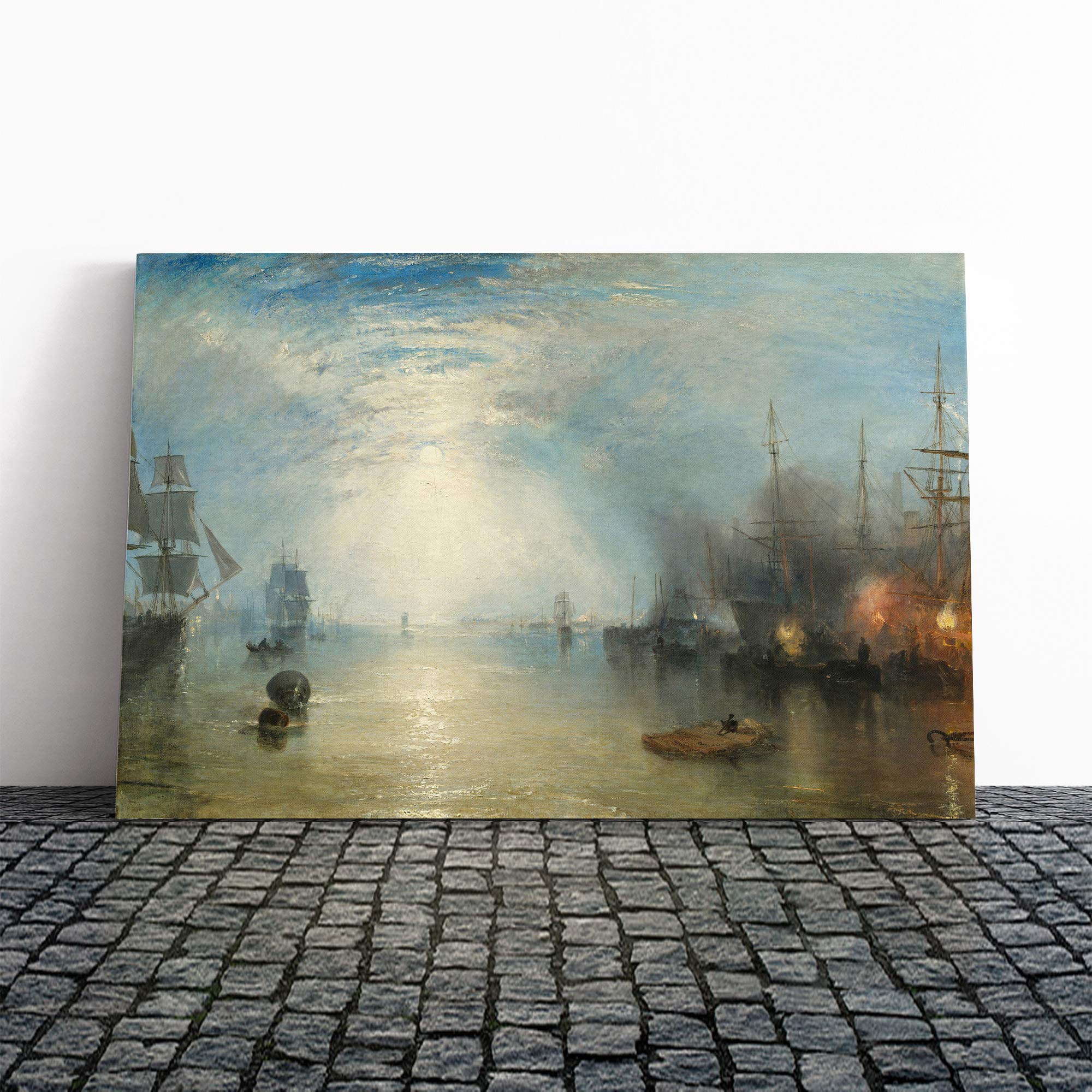 Joseph Mallord William Turner Keelman Heaving Coals Canvas Print | Gallery Wrapped 30mm Frame Wall Art | 24x16 inches | Ready to Hang | Modern Picture | Living Room Bedroom Lounge Office