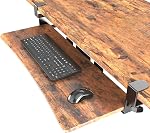UPGRAVITY Extra Large Keyboard Tray Under Desk - Slide Out with Sturdy C-Clip Mount System, Extra Wide 31.5" (35.8" Including Clamps) x 11.8" Pull-Out Keyboard Computer Drawer, Rustic Vintage Brown