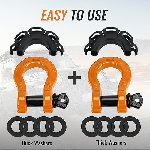 Miniatura 4 de Grillete de anillo en D 34" 8T (paquete de 2) 53000 libras de resistencia máxima a la rotura con pasador de tornillo de 78 pulgadas, aislador y