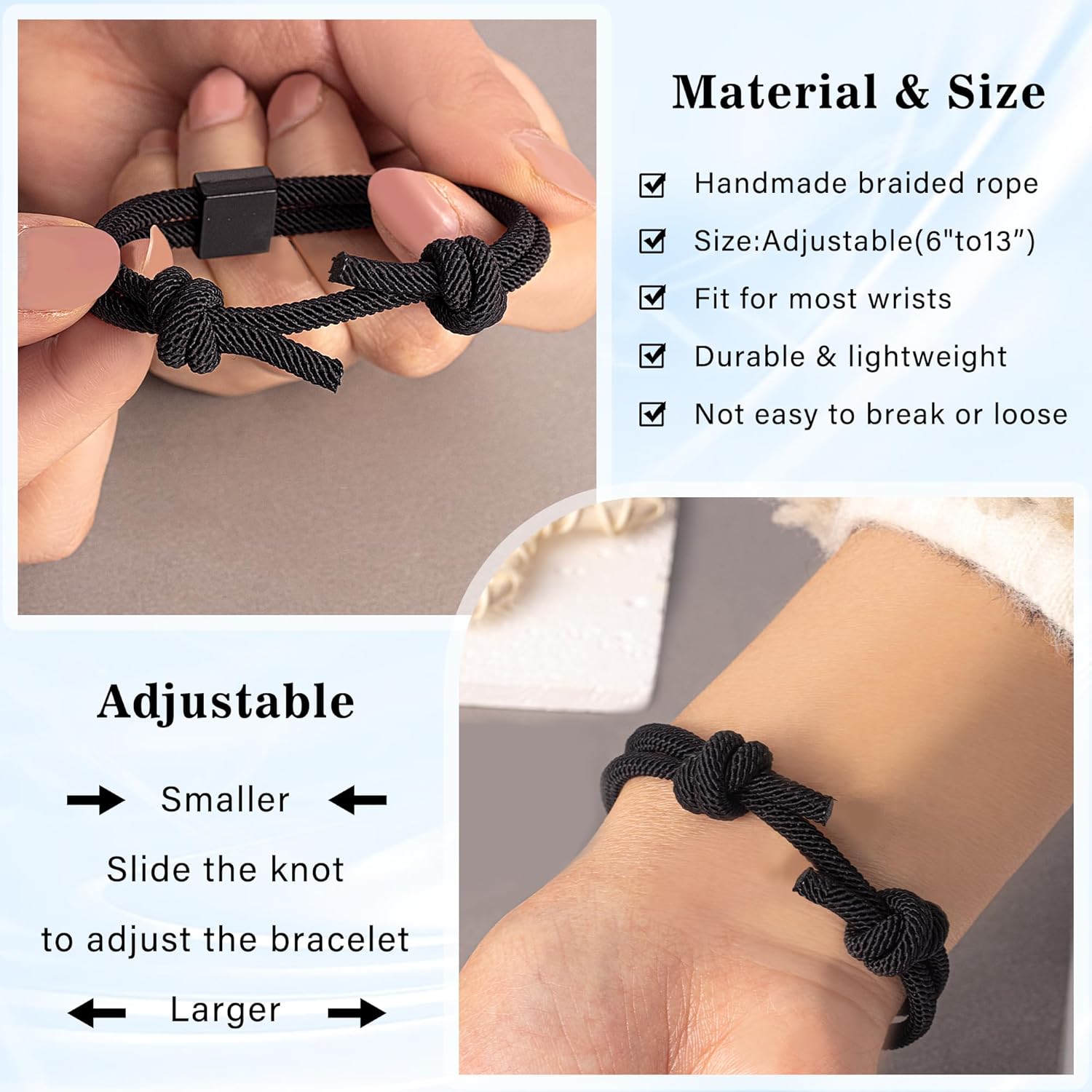 TAGOMEI Christian Cross Bracelet for Men Boys Christian Gifts for Men Valentines Day Birthday Easter Baptism Gifts for Boys Him Kids Adjustable Rope Cross Bible Verse Bracelets Religious Catholic Gift - Image 3