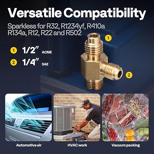 Miniatura 2 de VIVOHOME Bomba de vacío HVAC de 14 HP 3.5 CFM 1 etapa A2L, motor sin chispas para sistemas R32 R1234yf R454B R134a R22 R410a, bomba de vacío