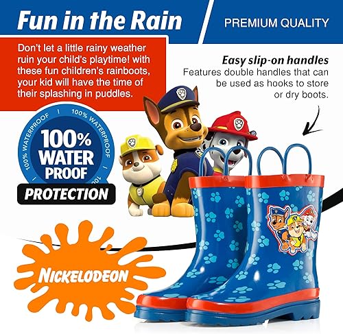 Miniatura 4 de Nickelodeon Botas de lluvia de goma impermeables con estampado de personajes de Paw Patrol para niños (niños pequeños)