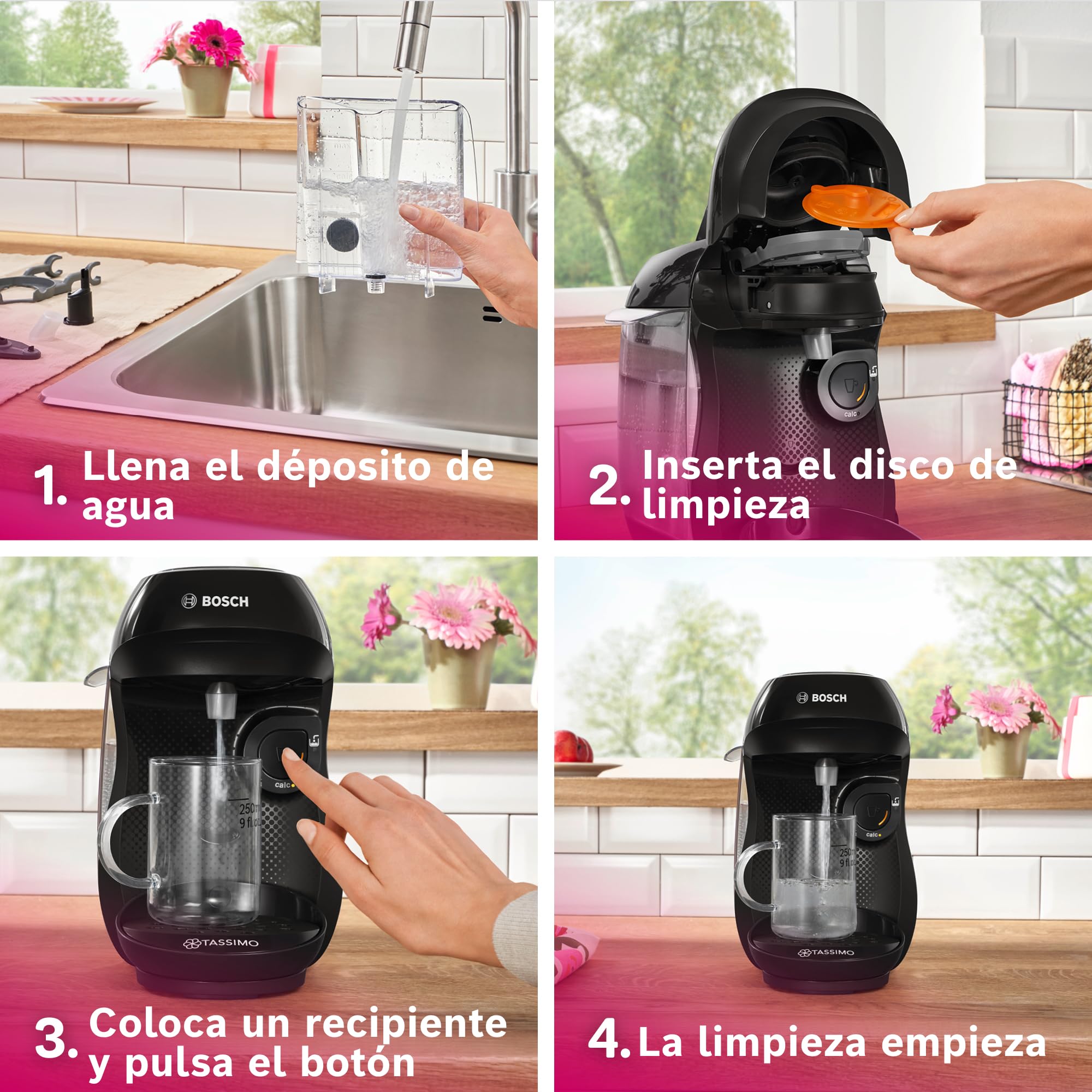 Bosch - Cafetera Tassimo Happy Friendly, Pastillas Descalcificadoras incluidas, Hasta 70 bebidas, OneTouch, INTELLIBREW™, Negro, TAS102EA