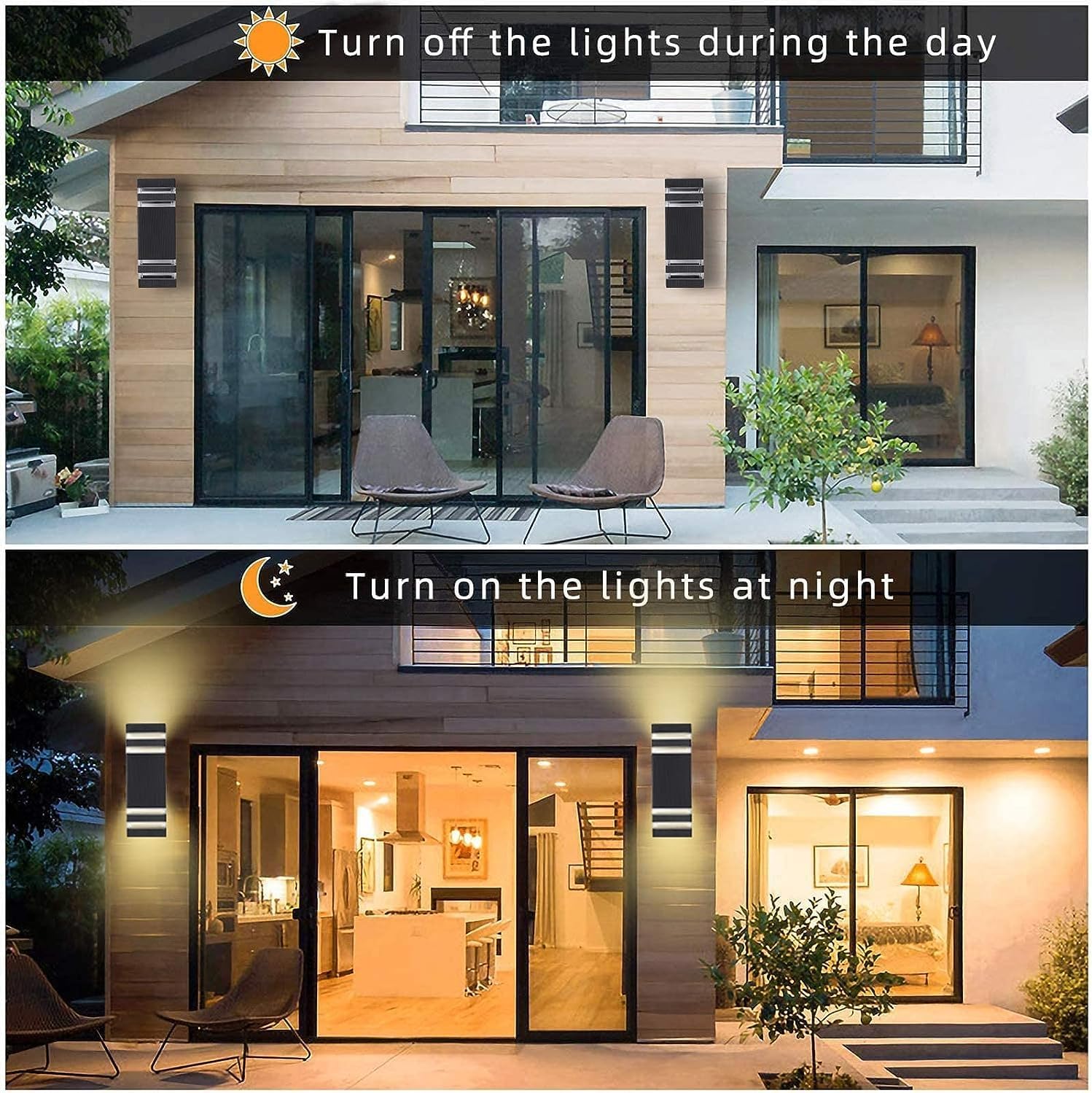 Outdoor Wall Lights, LED Square Modern Porch Lighting Fixtures, Black Exterior Up and Down Wall Mount Lights Front Porch Wall Sconce for Garage Garden Balcony 3 Pack…