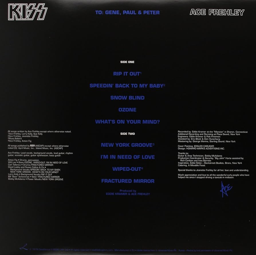 KISS ACE FREHLEY ピクチャーレコード 　　 　　　★限定版★ KISS ACE FREHLEY ピクチャーレコード ☆限定版☆ KISS - Ace