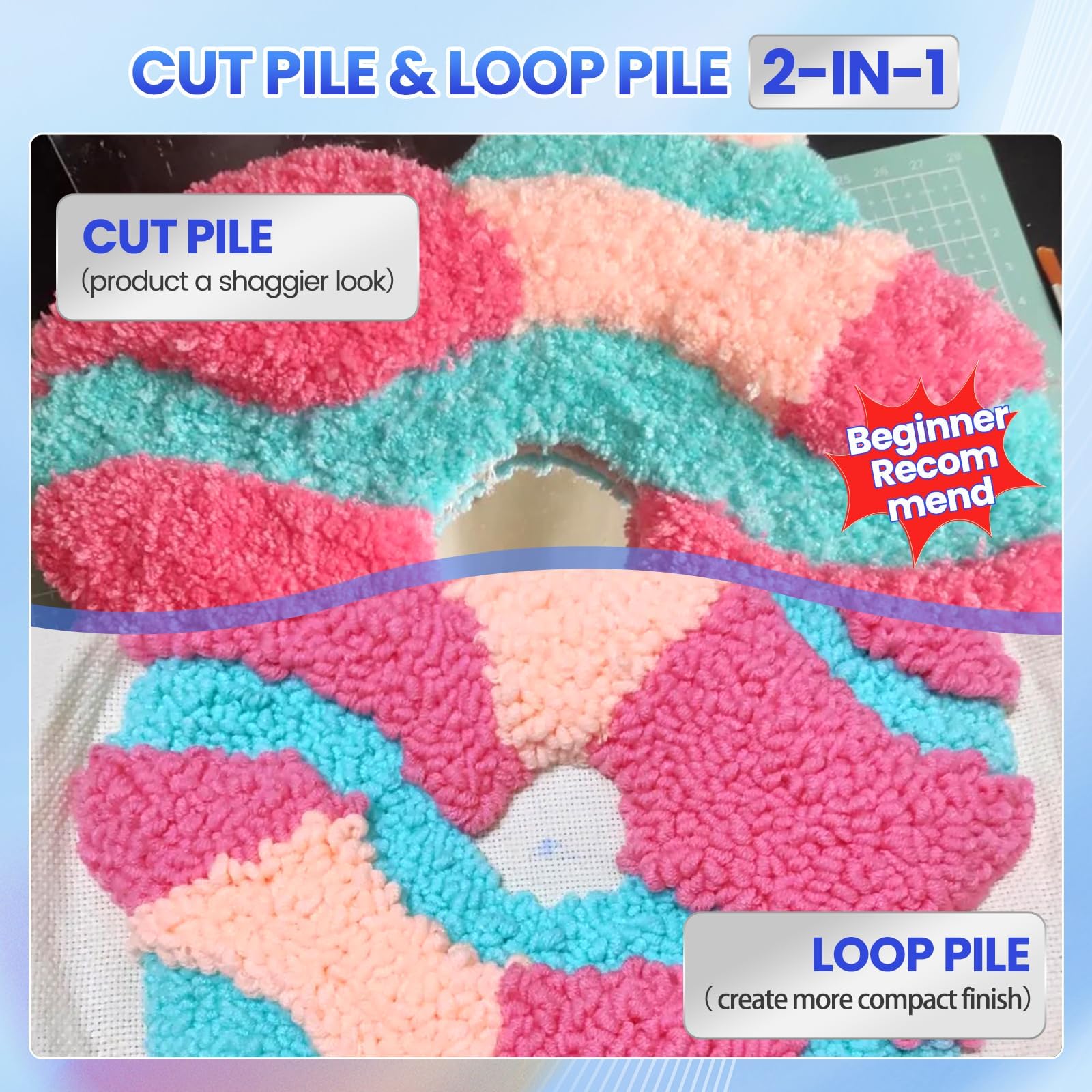 Riiai 2024 New Tufting Gun Starter Kit with Tufting Frame, Tufting Gun Cut Pile&Loop Pile, 29.5”x 29.5”, 200W Carpet Trimmer-Rug Tufting Gun Making Kit for Rug Tufting