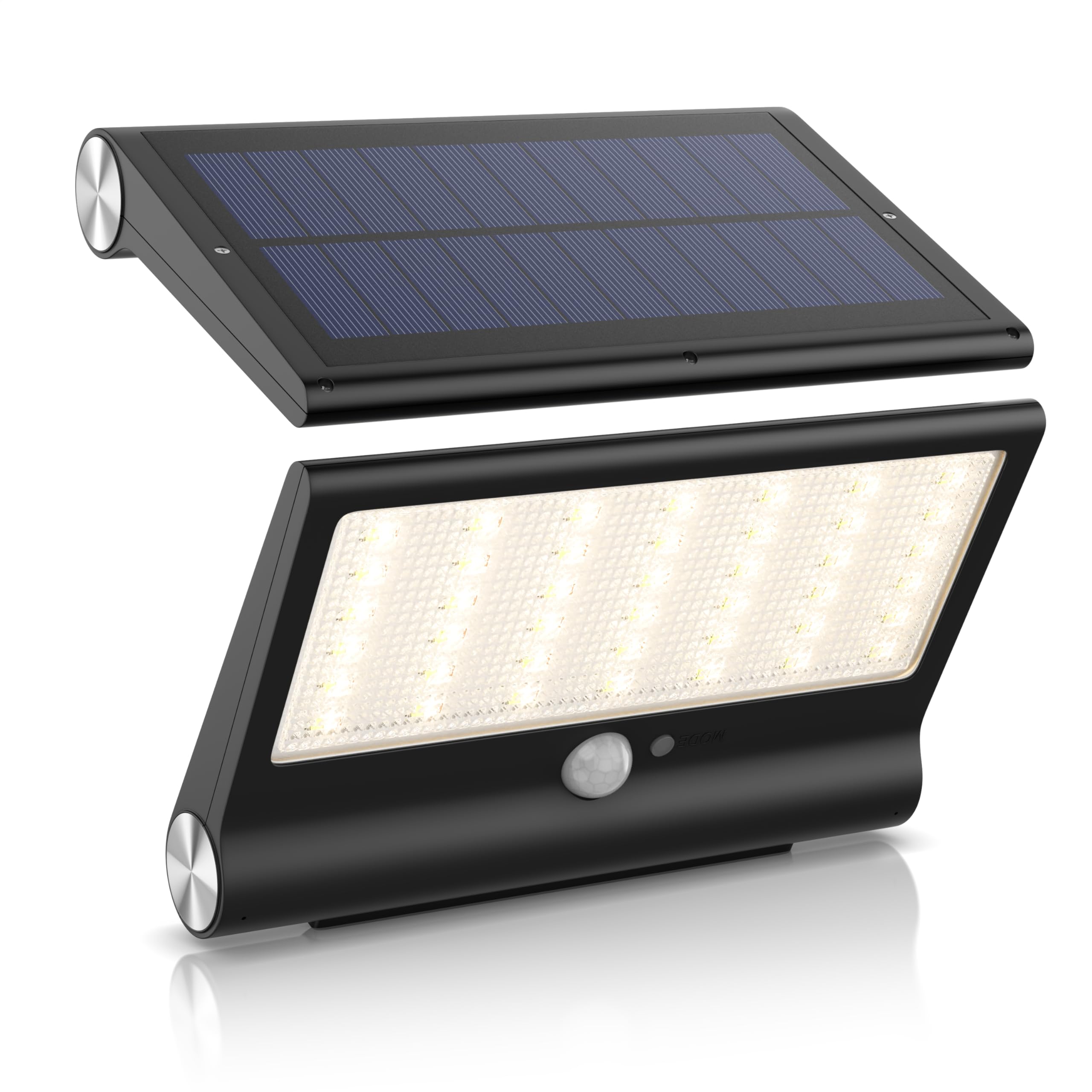 Brandson Solar Wall Light, Outdoor Solar Motion Sensor Lights, 84 LEDs, 3 Color Temperatures, IP54, 280 Lumens, Black, Rustic