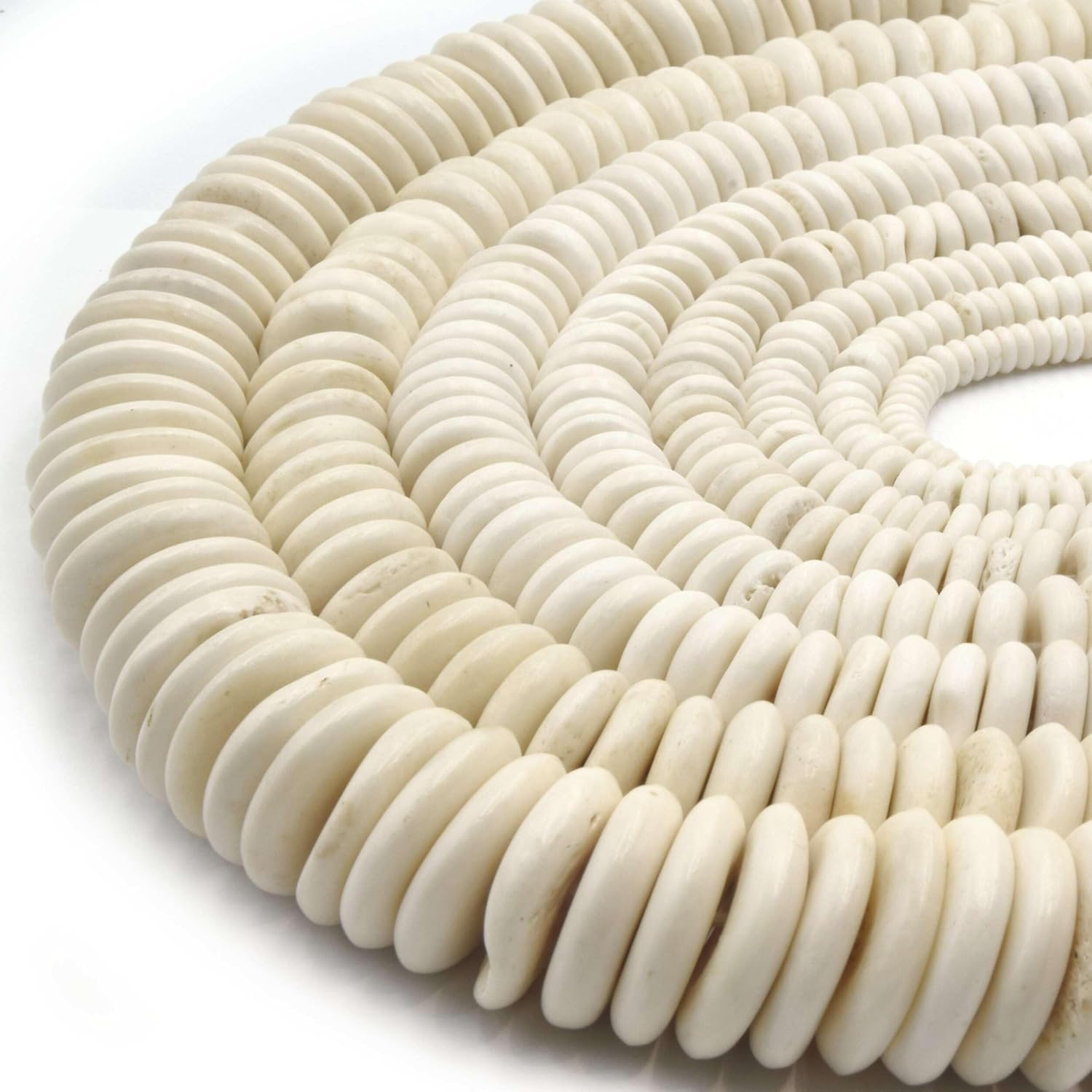 Bone Beads - Ox Bone Flat Disc Rondelle Beads in White and Brown, Available in Sizes 5mm to 20mm. 14mm Light Brown