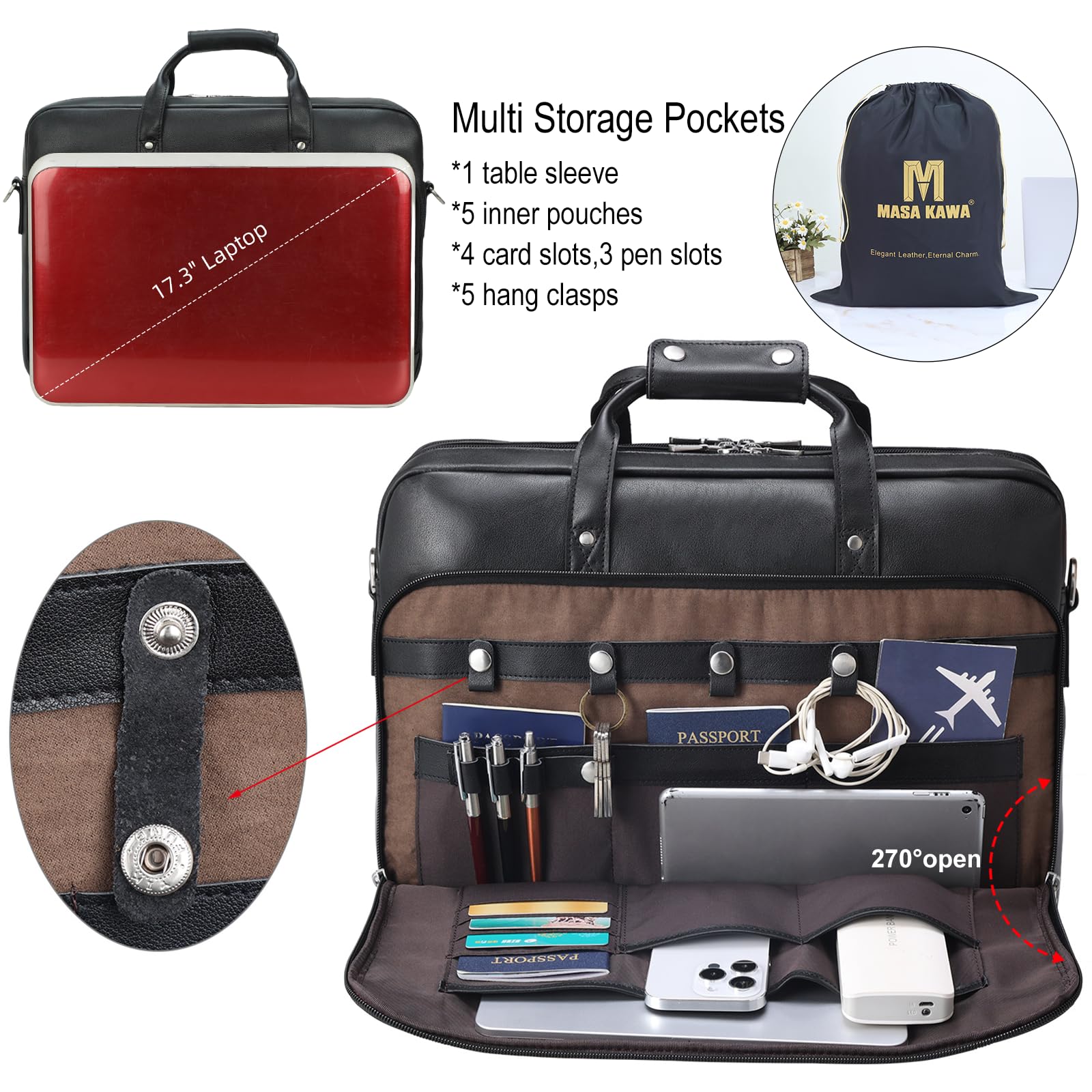 Skórzana teczka dla mężczyzn 17-calowy laptop crossbody torba listonoszka etui do podróży służbowej pracy prawnika
