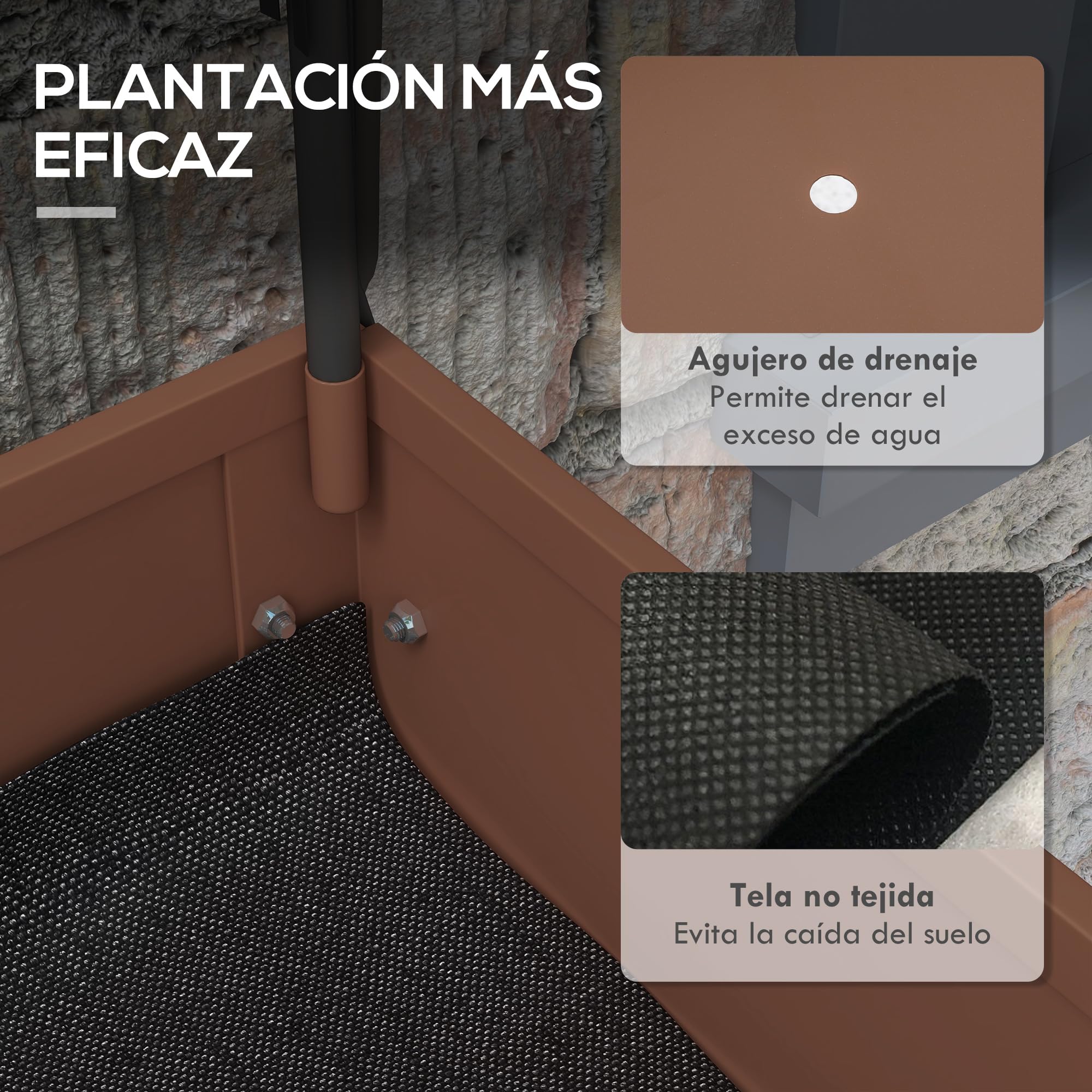 Outsunny Huerto Urbano Elevado con Ruedas, Mesa de Cultivo con Cubierta PVC de Invernadero y Estante Inferior para Cultivo, Plantas, Flores y Verduras, 80x40x120 cm, Marrón