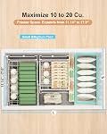 UMDONX 6 Pack Expandable Metal Storage Basket Chest Freezer Organizer Bins with Foldable Handle - Stackable Kitchen Pantry Shelf Rack White Load 55LBS