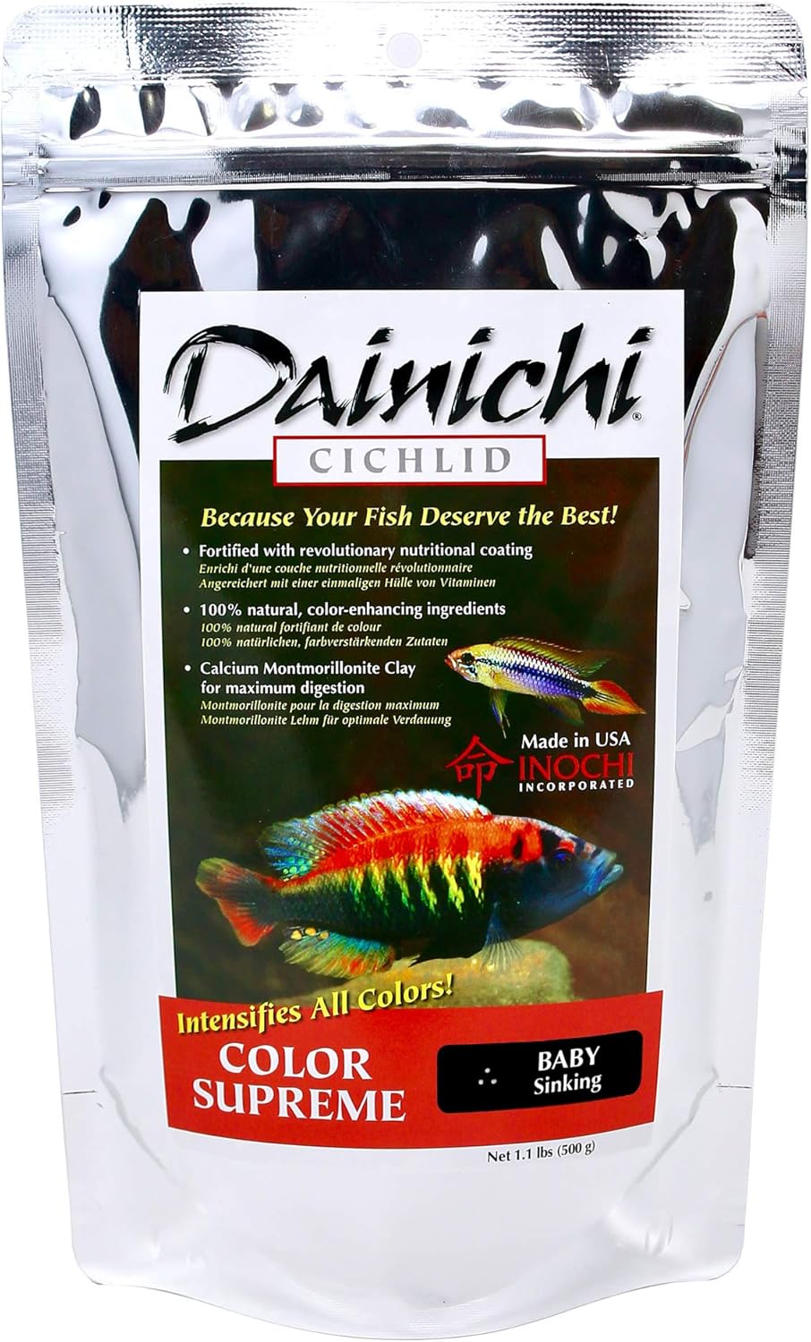 Dainichi Cichlid Food - Color SUPREME Sinking Baby Pellet - 1.1 lbs
