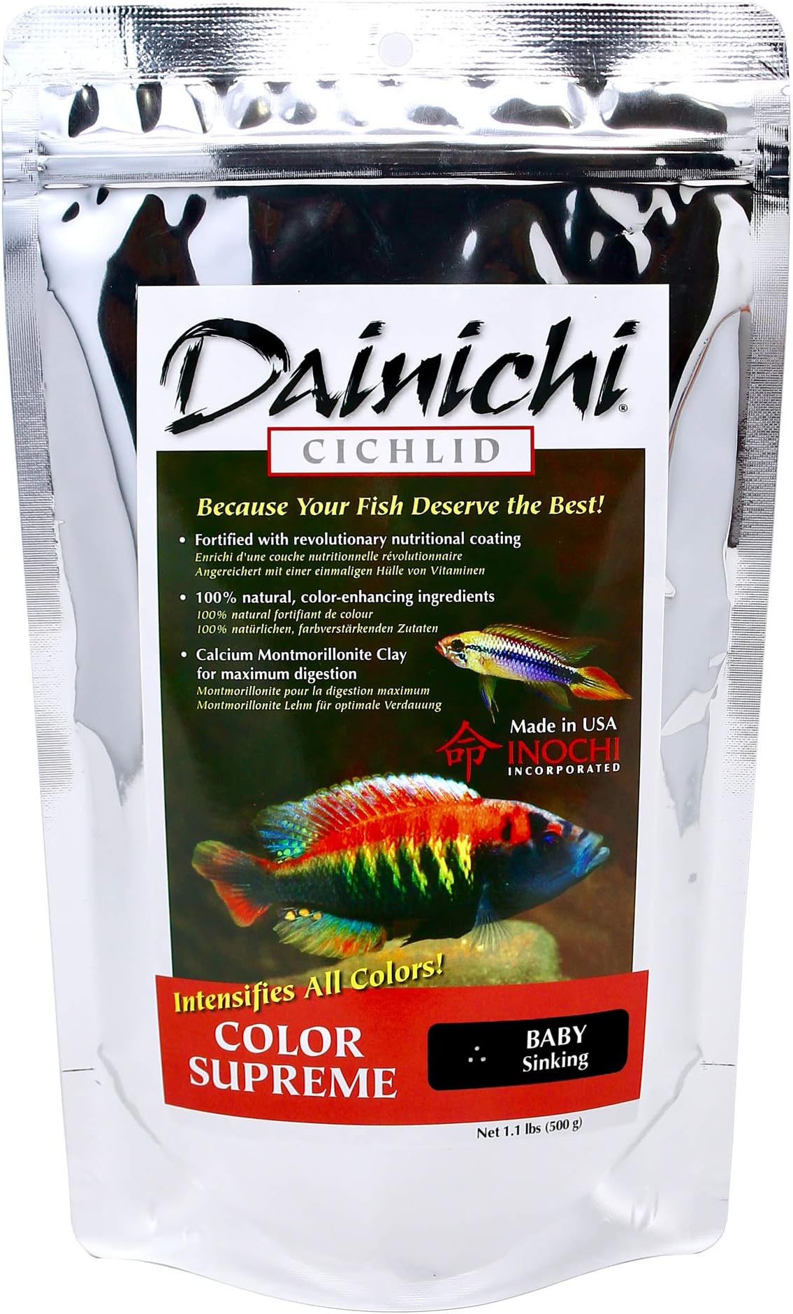 Dainichi Cichlid Food - Color SUPREME Sinking Baby Pellet - 1.1 lbs