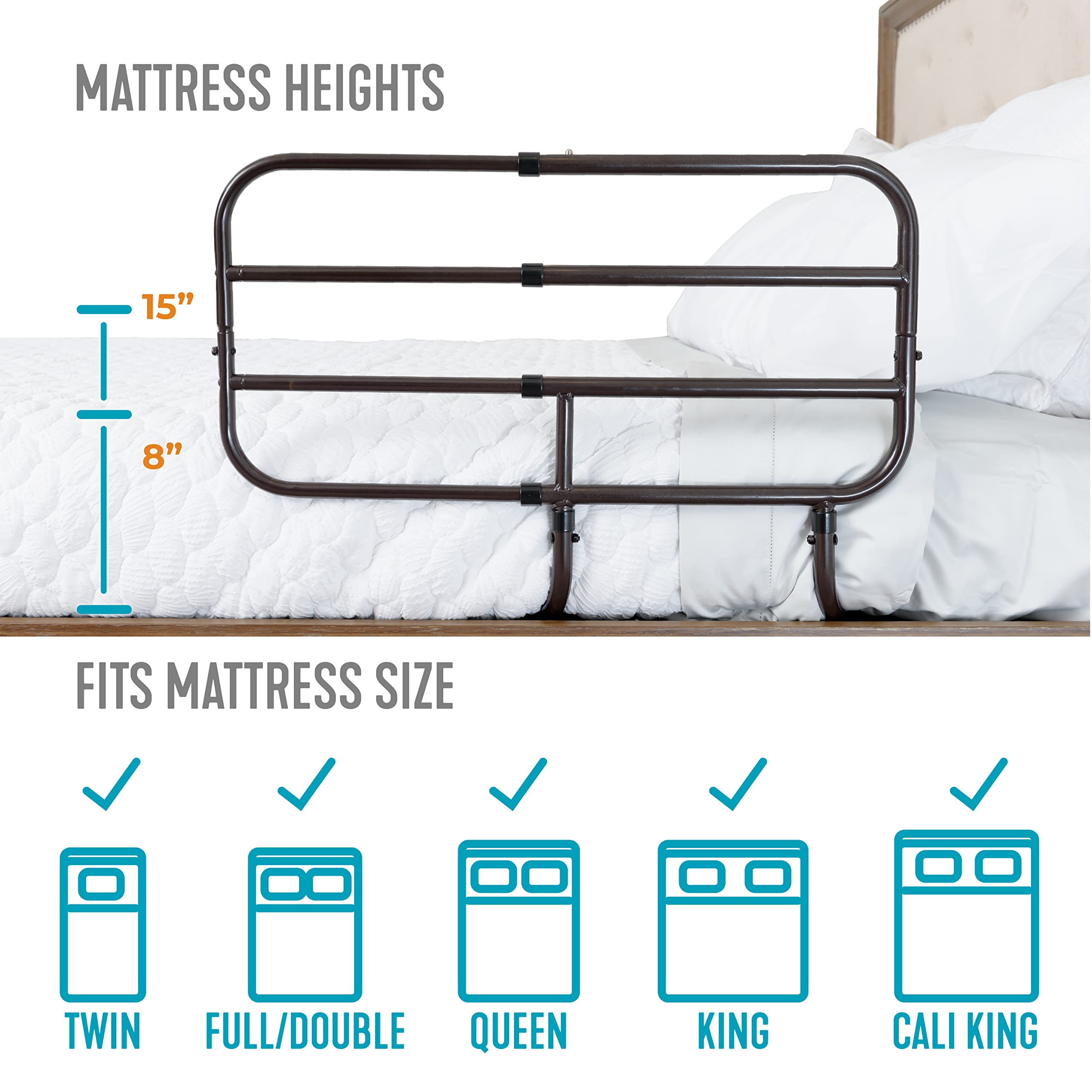 Able Life Bedside ExtendARail, Adjustable Senior Bed Safety Rail and
