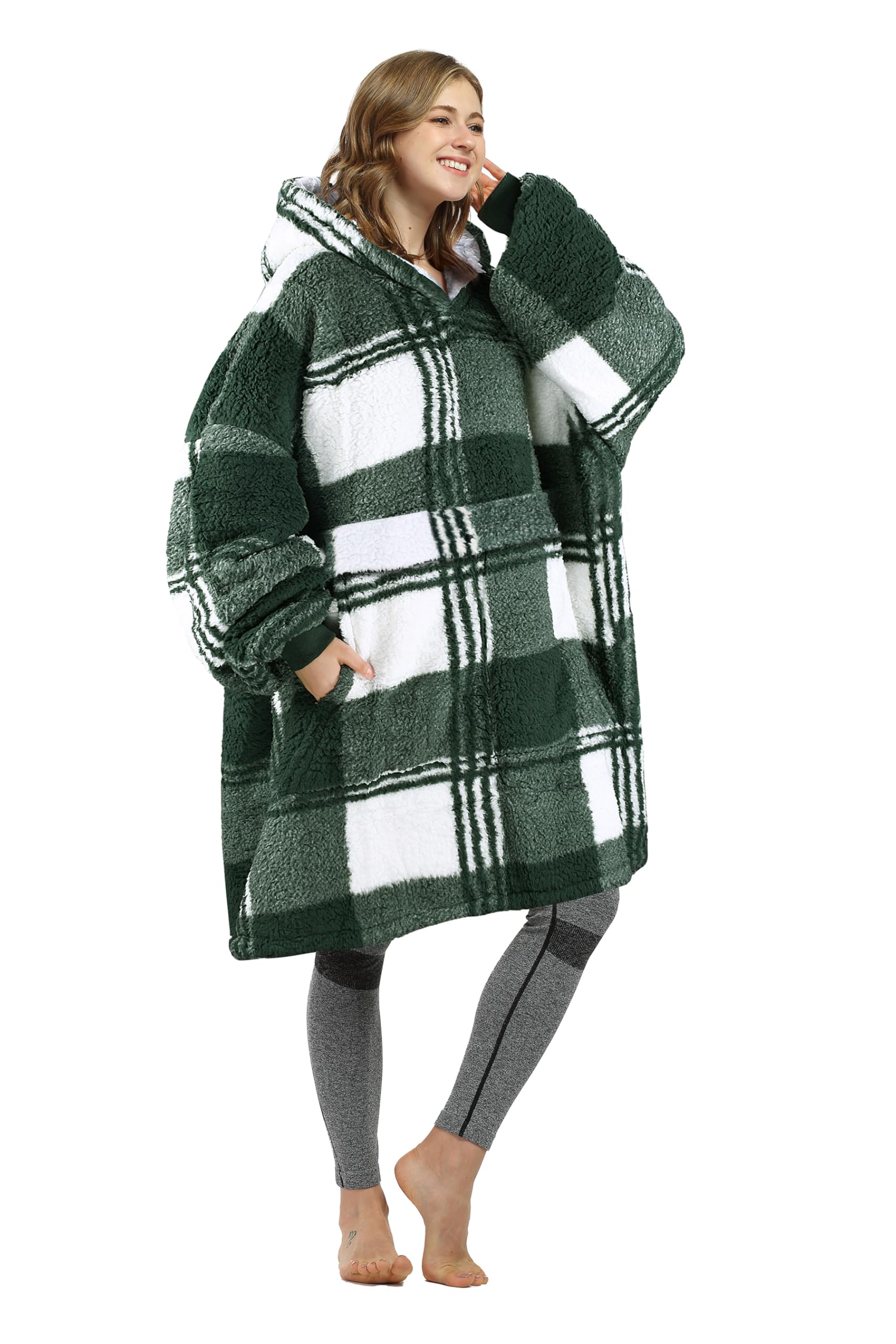 Catalonia Oversized Blanket Hoodie Sweatshirt, Wearable Sherpa Lounging Pullover for Adults Women Men