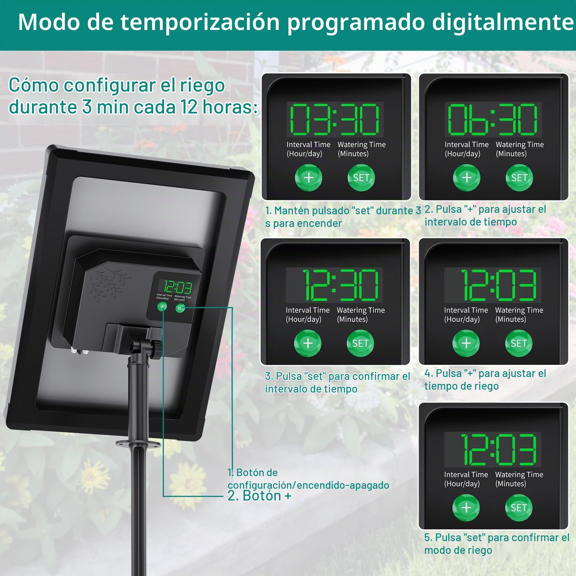 Biling Sistema de riego solar para jardín, riego automático, 15-20 plantas en maceta con panel de 3,5 W, manguera de 15 m, para balcón, jardín, invernadero, riego de vacaciones, sistema de riego de